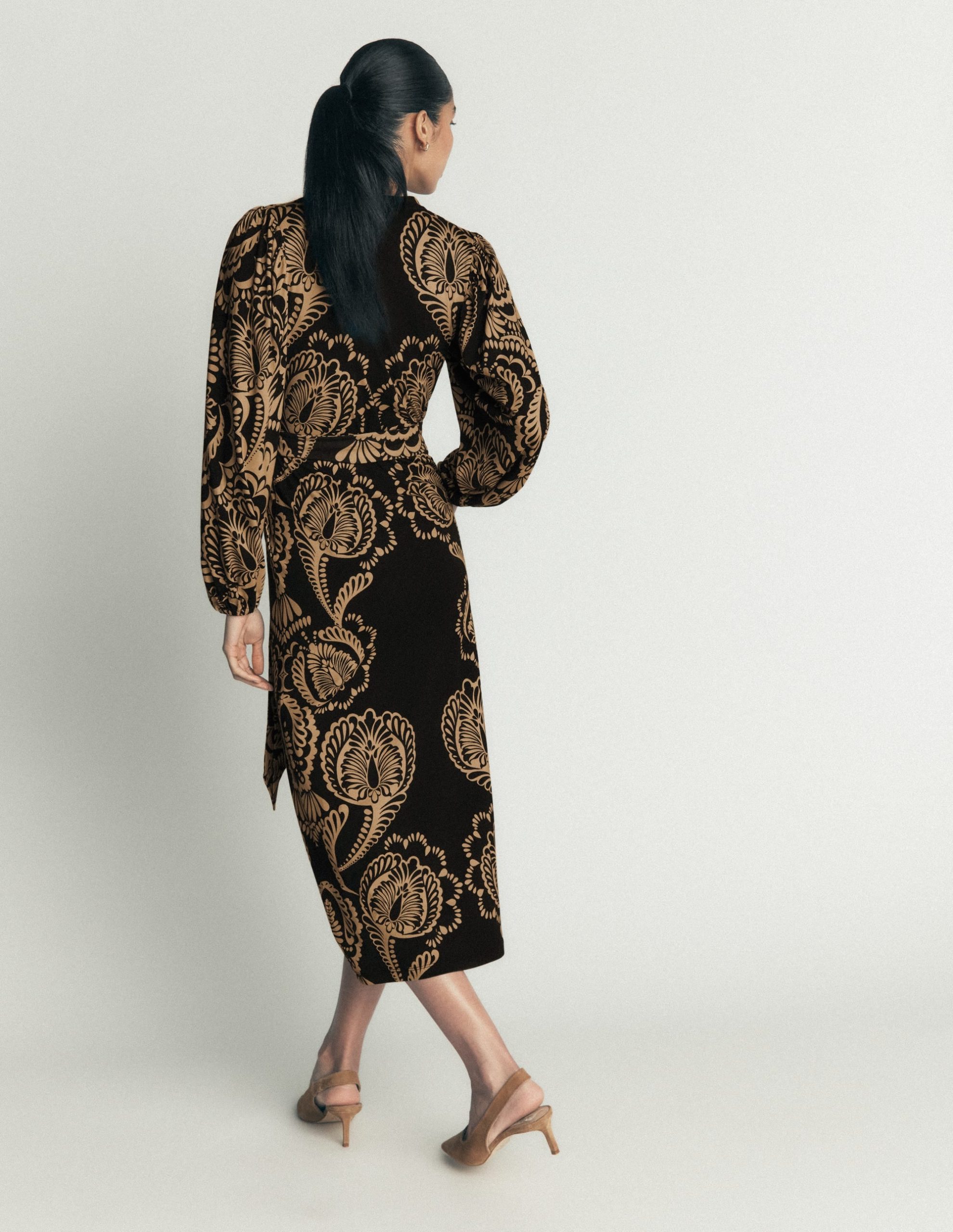Eli Belted Jersey Midi Dress-Black. Flourishing Medley - Image 3