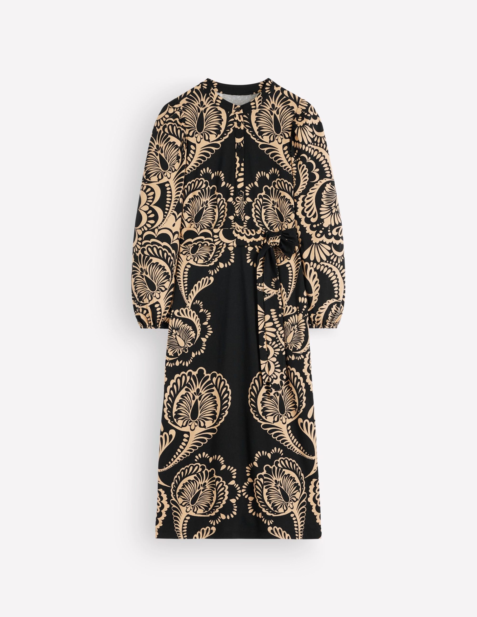 Eli Belted Jersey Midi Dress-Black. Flourishing Medley - Image 7