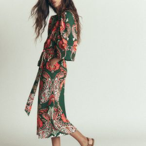 Eli Belted Jersey Midi Dress-Hunter Green. Bohemia Dream