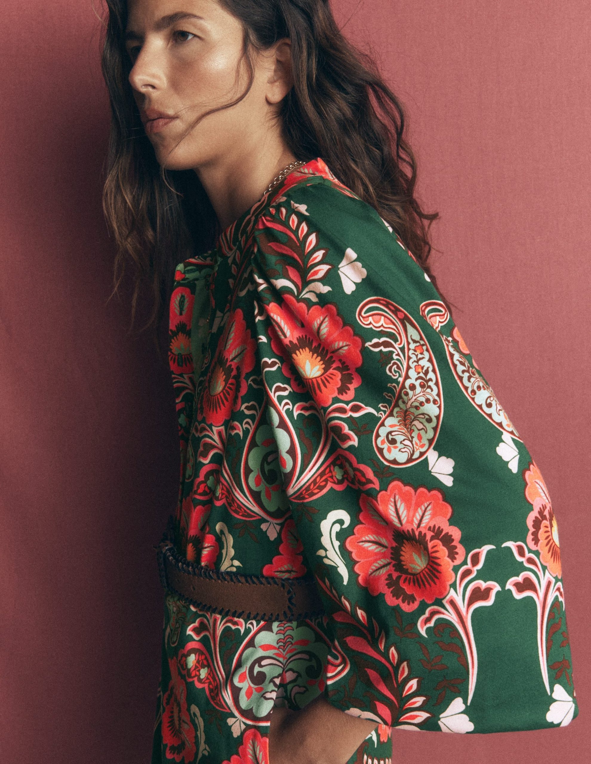 Eli Belted Jersey Midi Dress-Hunter Green. Bohemia Dream - Image 2