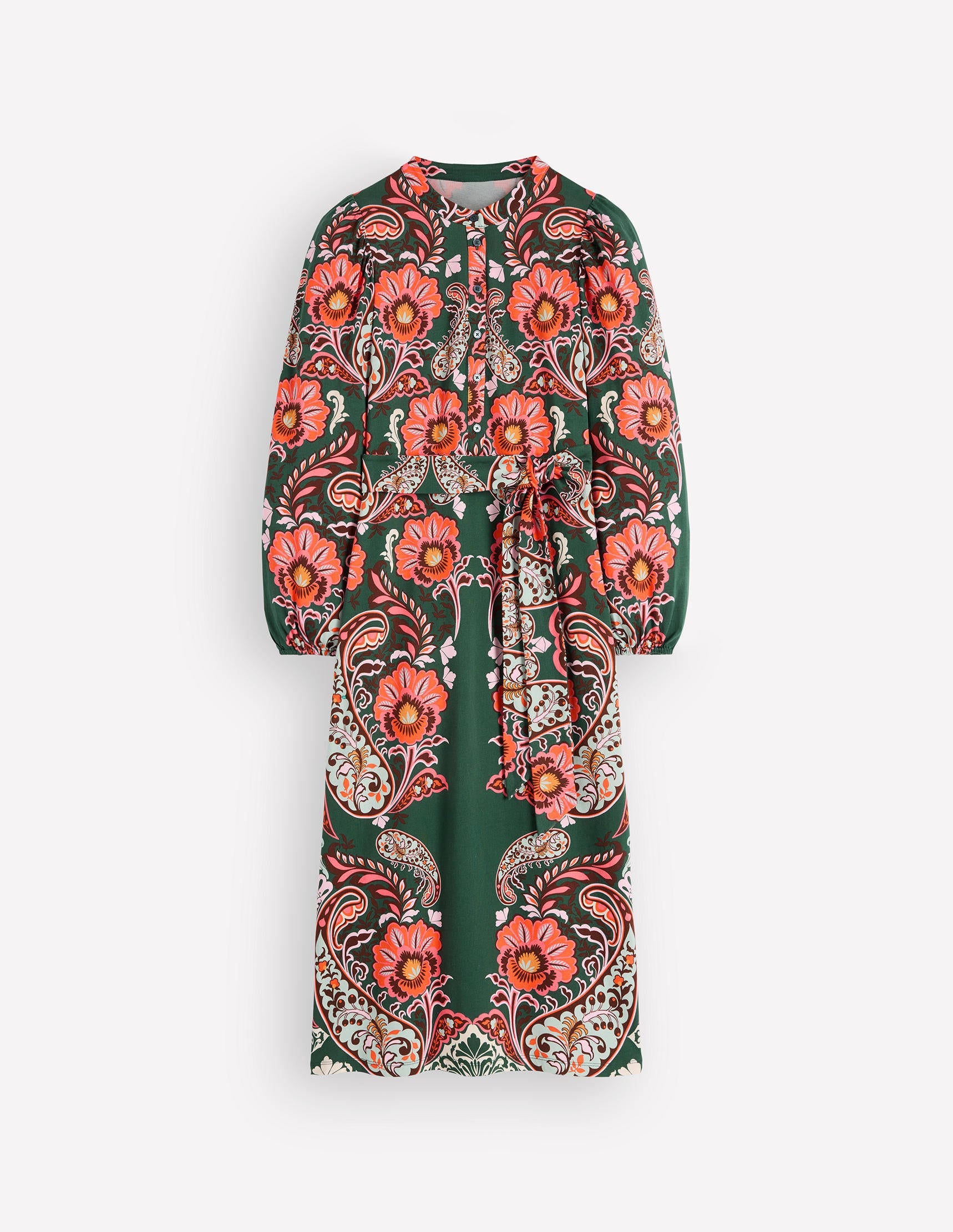 Eli Belted Jersey Midi Dress-Hunter Green. Bohemia Dream - Image 8