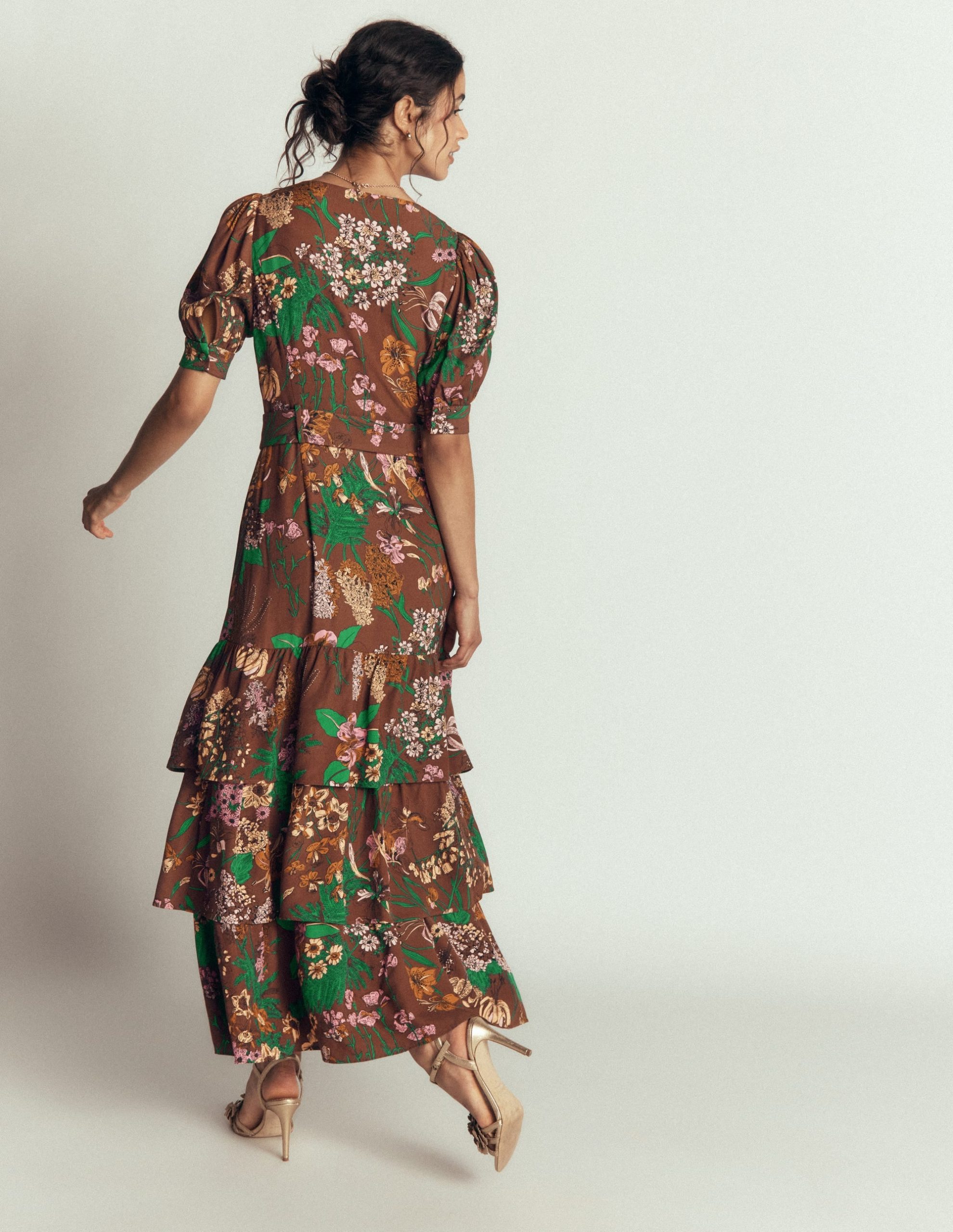 V Neck Layered Dress-Woodland. Whimsical Flora - Image 3