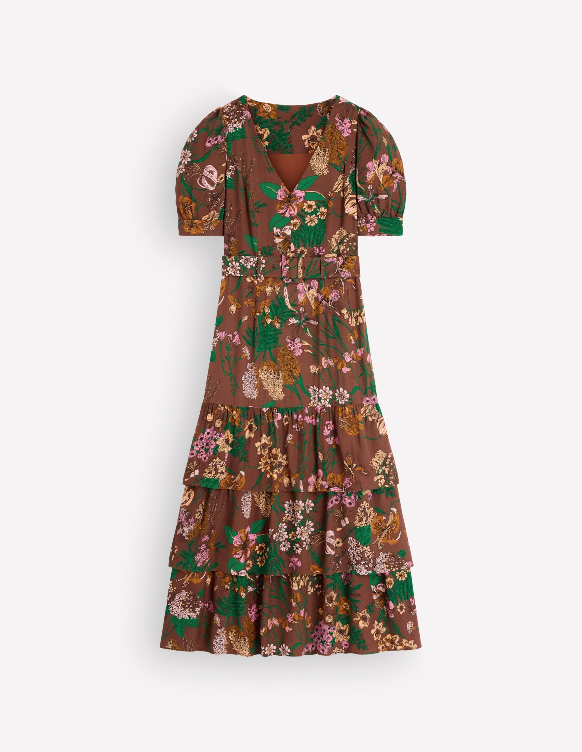 V Neck Layered Dress-Woodland. Whimsical Flora - Image 7