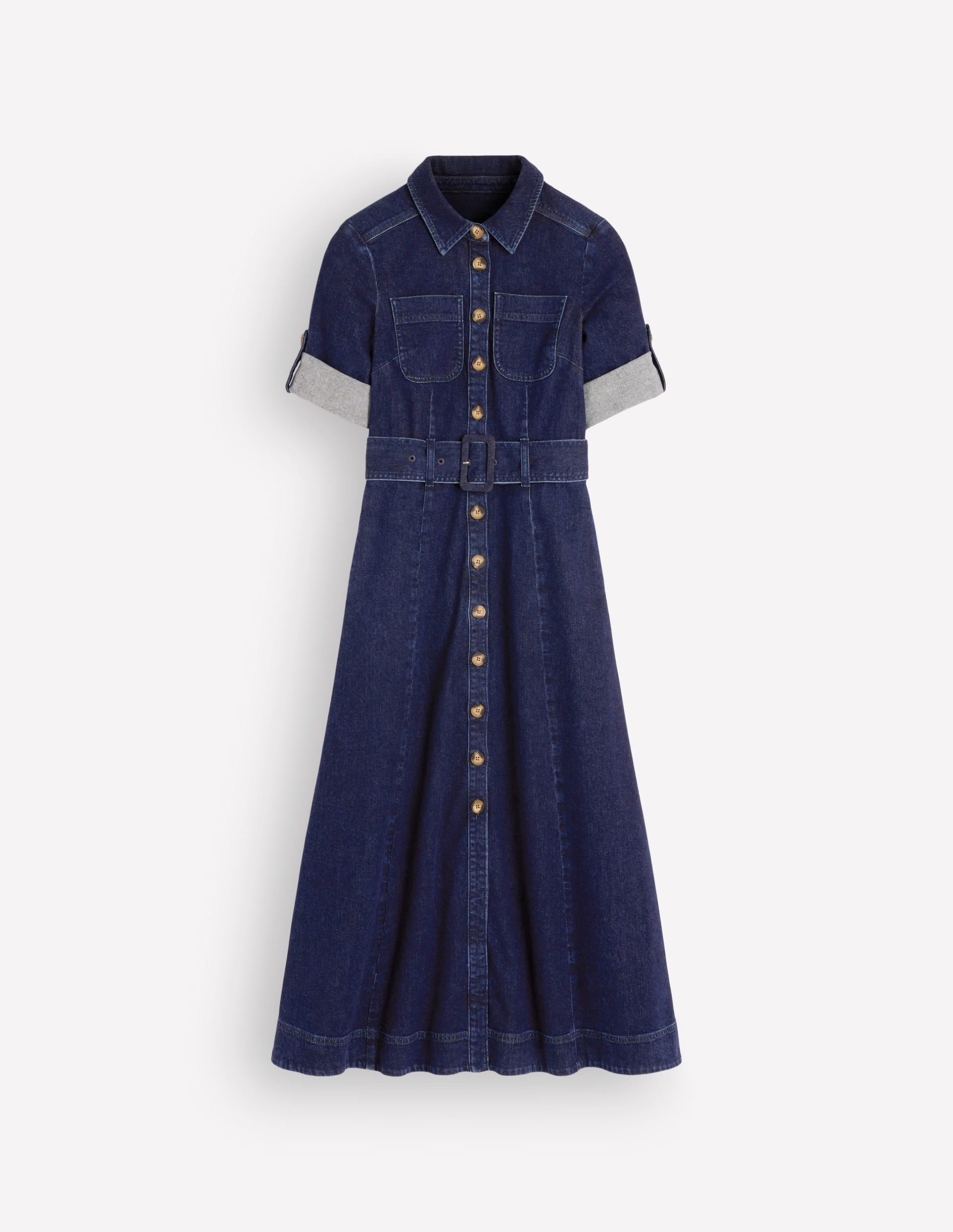 Denim Midi Shirt Dress-Indigo - Image 5