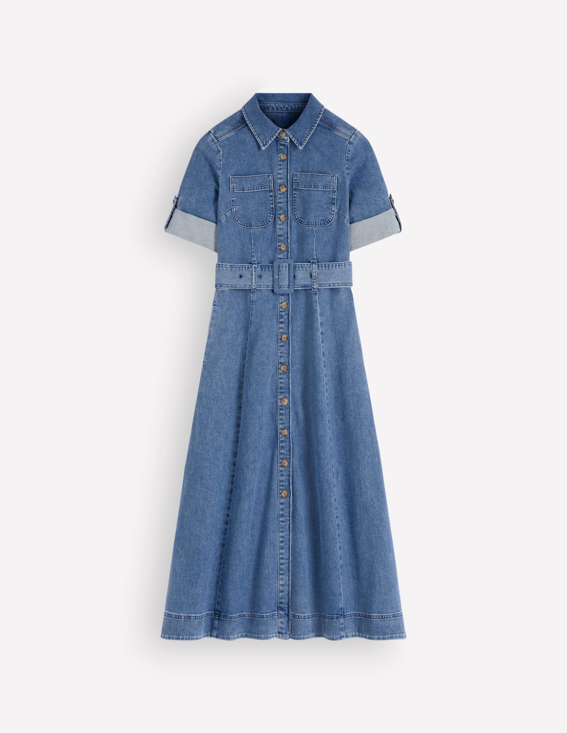 Denim Midi Shirt Dress-Light Vintage - Image 5