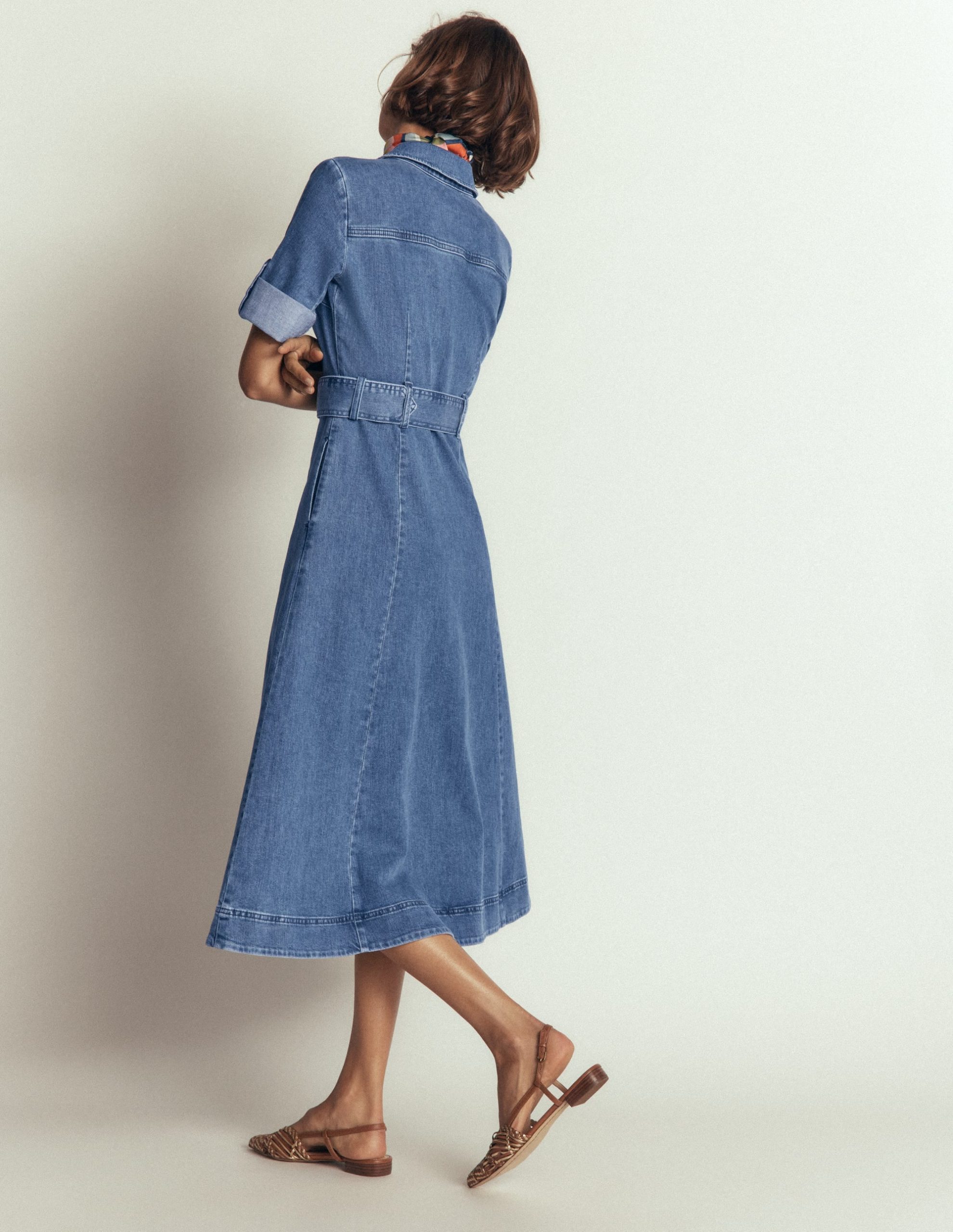 Denim Midi Shirt Dress-Light Vintage - Image 2