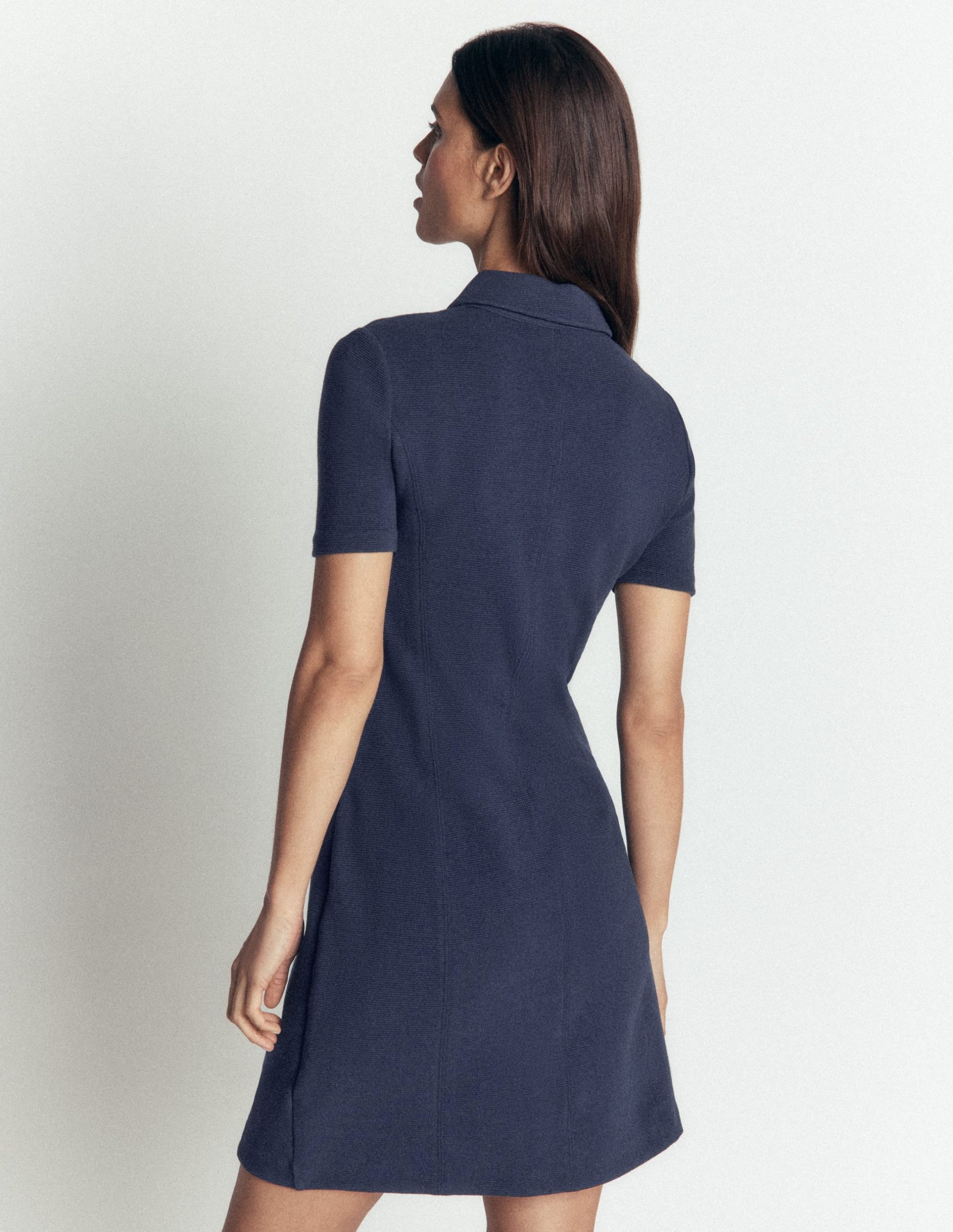 Nia Short Sleeve Ottoman Dress-Navy - Image 3