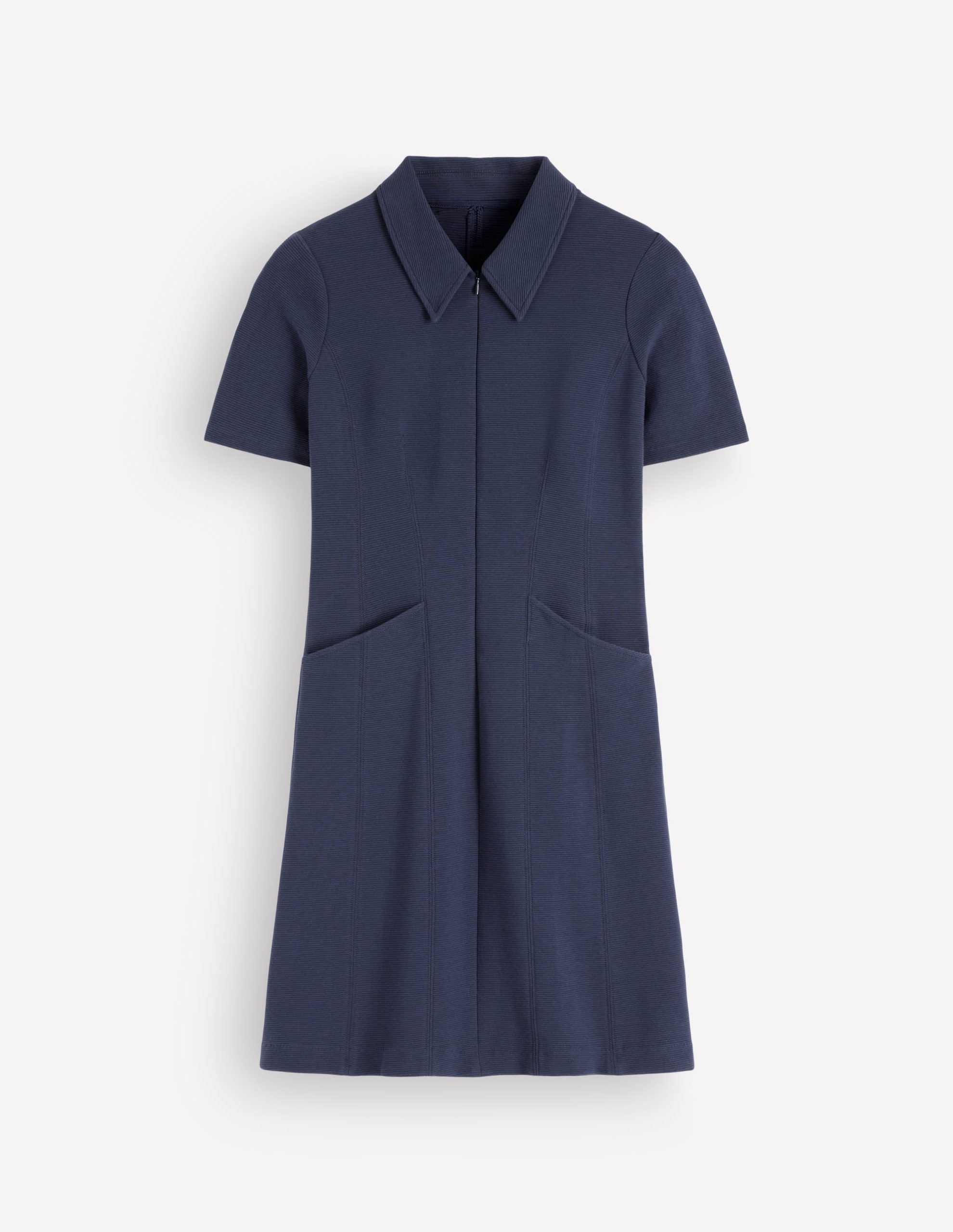 Nia Short Sleeve Ottoman Dress-Navy - Image 5