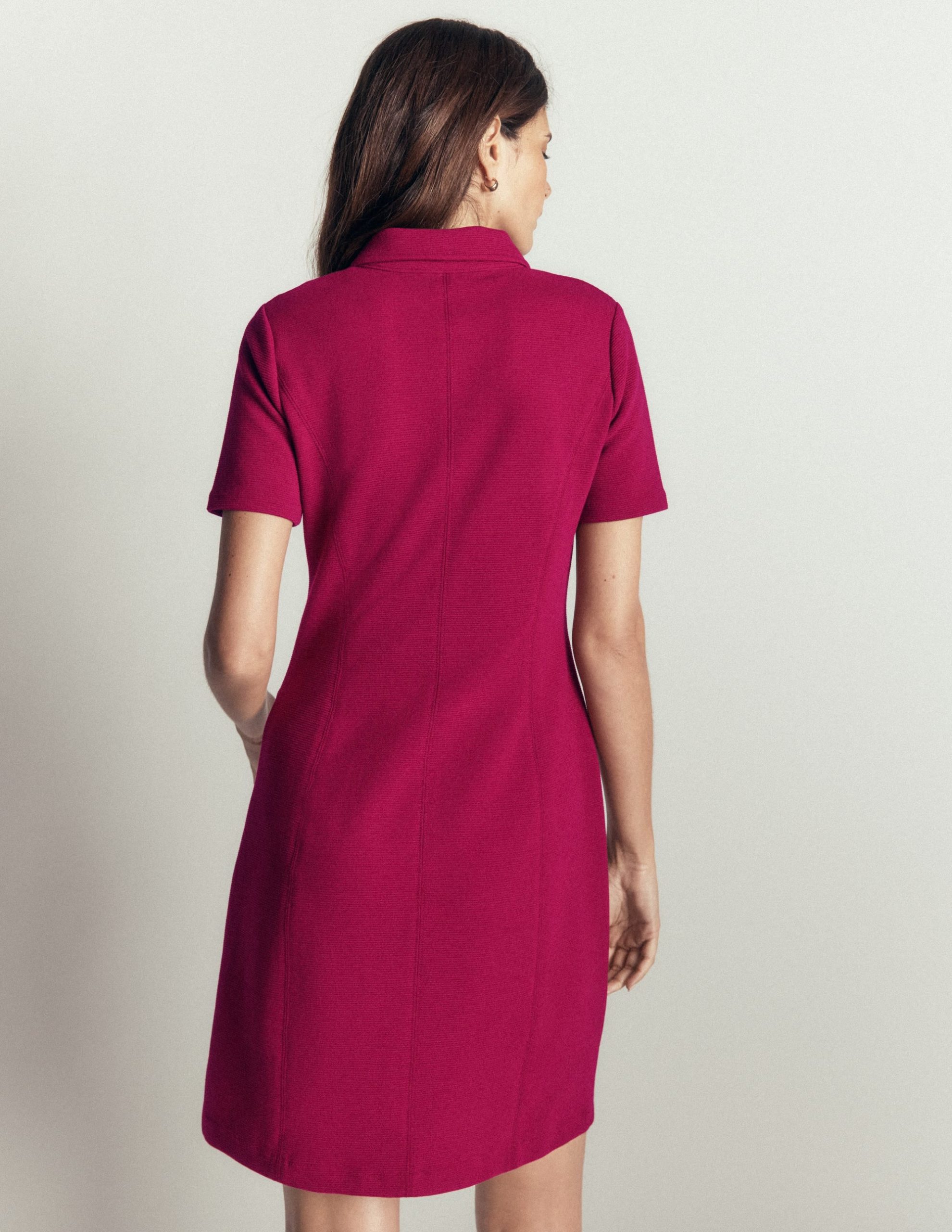 Nia Short Sleeve Ottoman Dress-Beetroot Red - Image 3