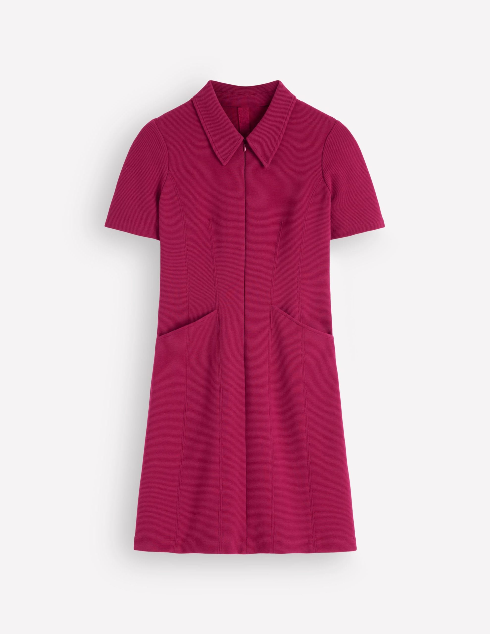 Nia Short Sleeve Ottoman Dress-Beetroot Red - Image 5