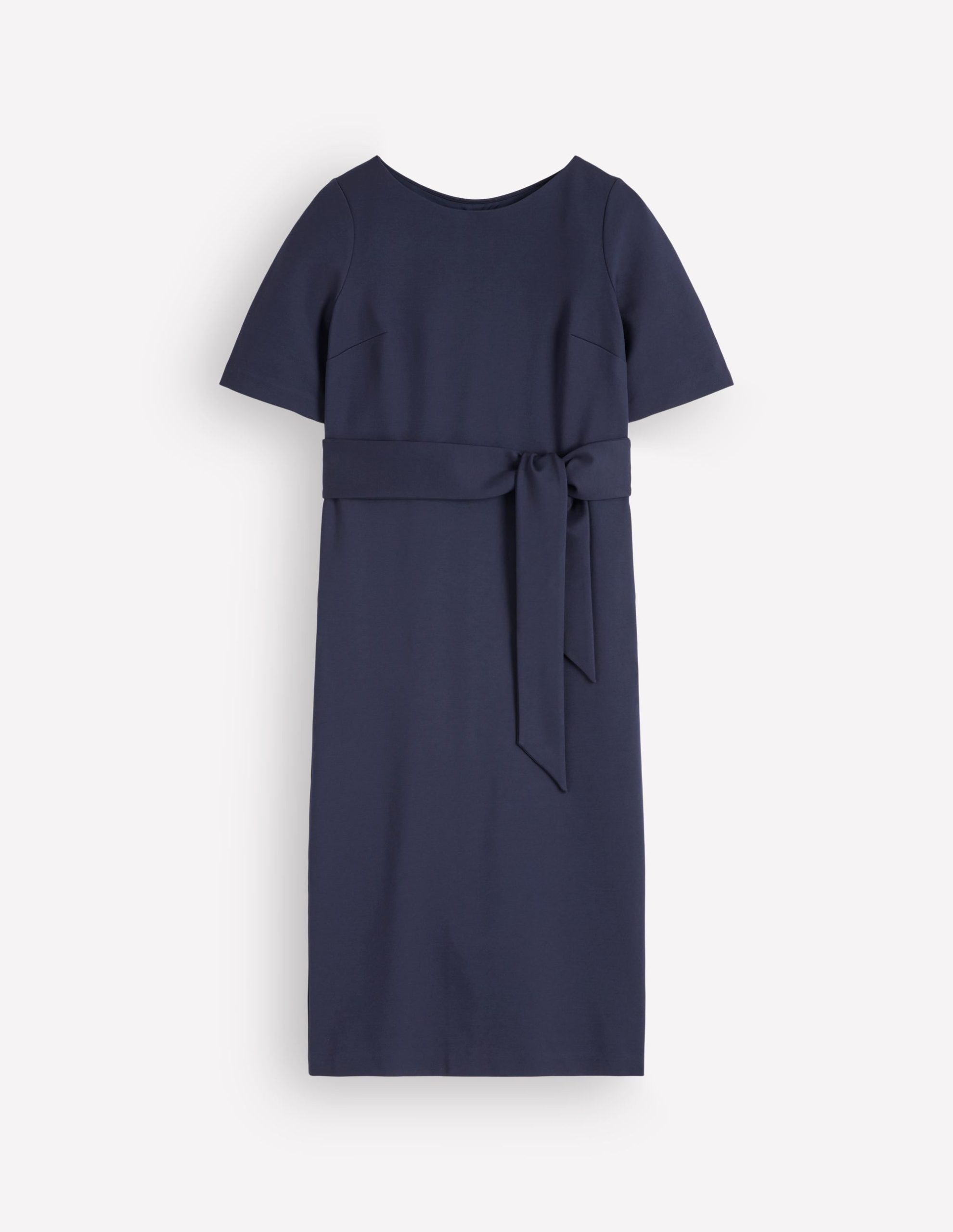 Belted Ponte Midi Dress-Navy - Image 6