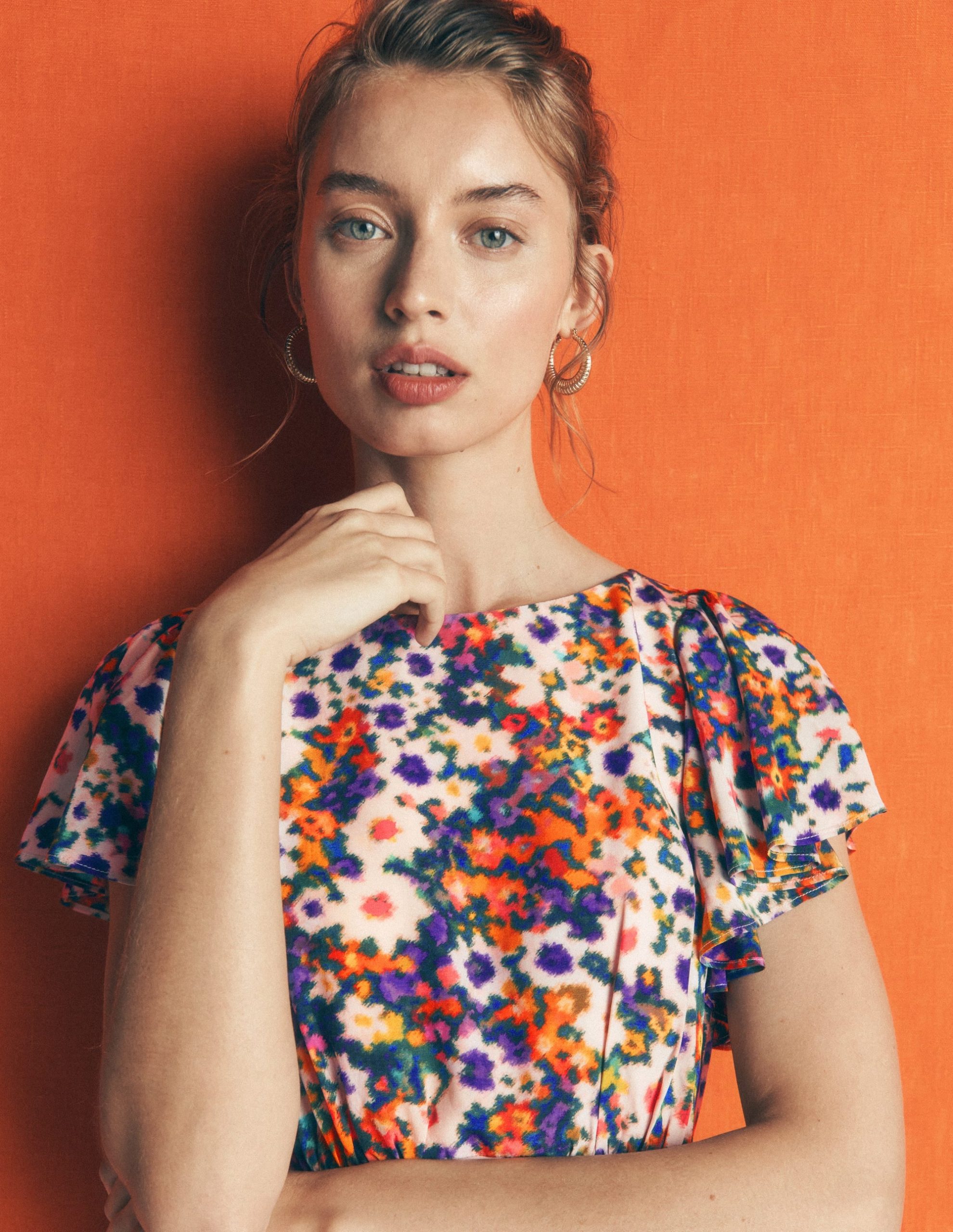 Draped Sleeve Occasion Dress-Multi. Flora Fusion - Image 3