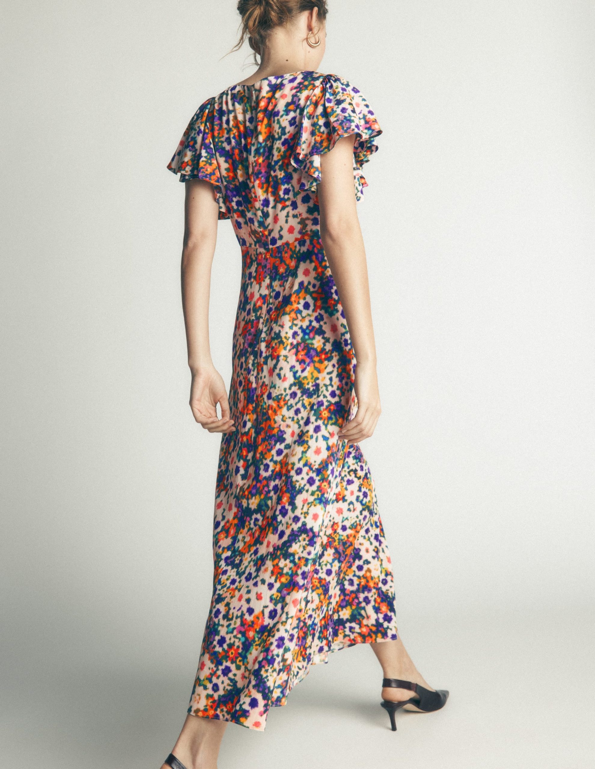 Draped Sleeve Occasion Dress-Multi. Flora Fusion - Image 5