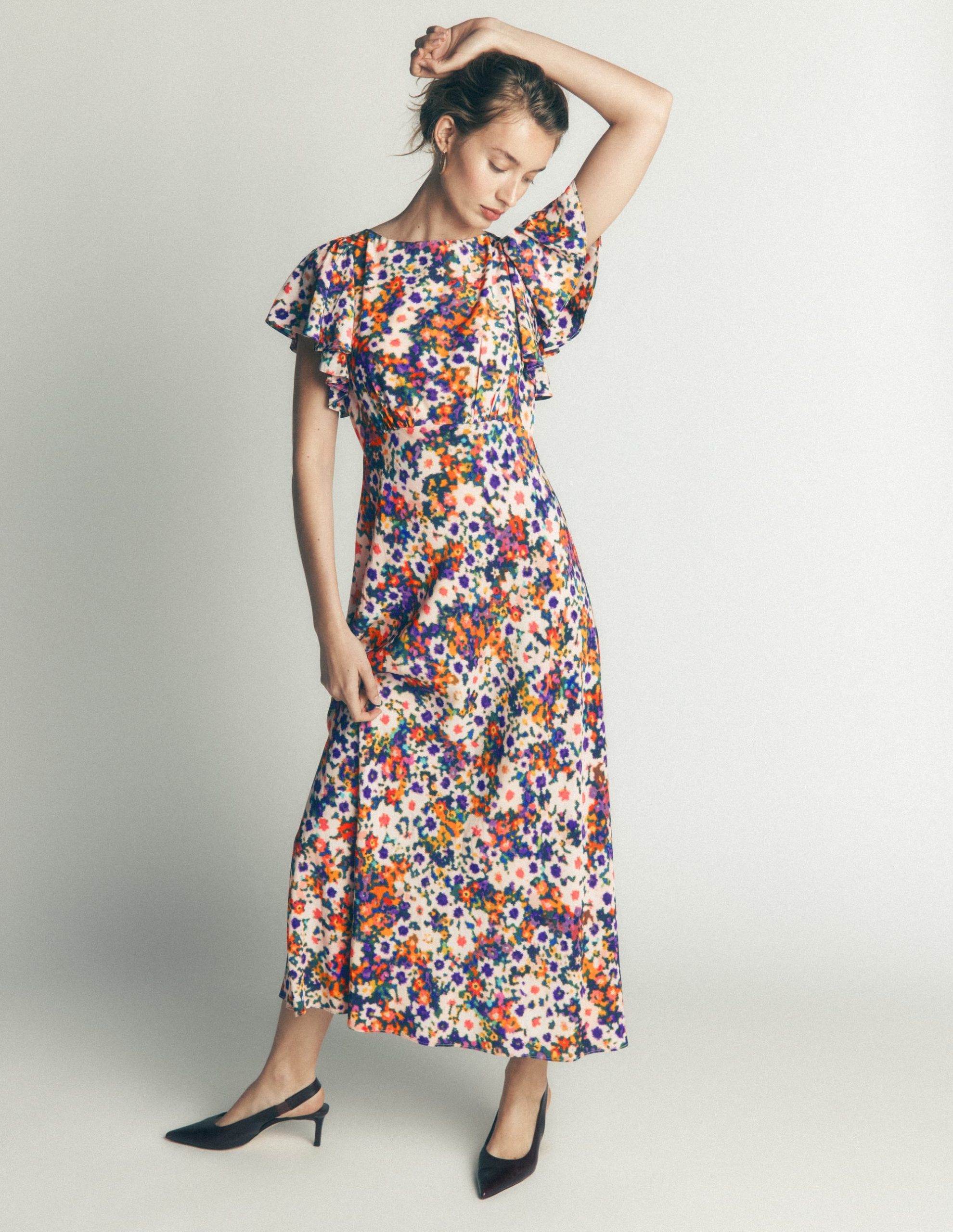 Draped Sleeve Occasion Dress-Multi. Flora Fusion - Image 6