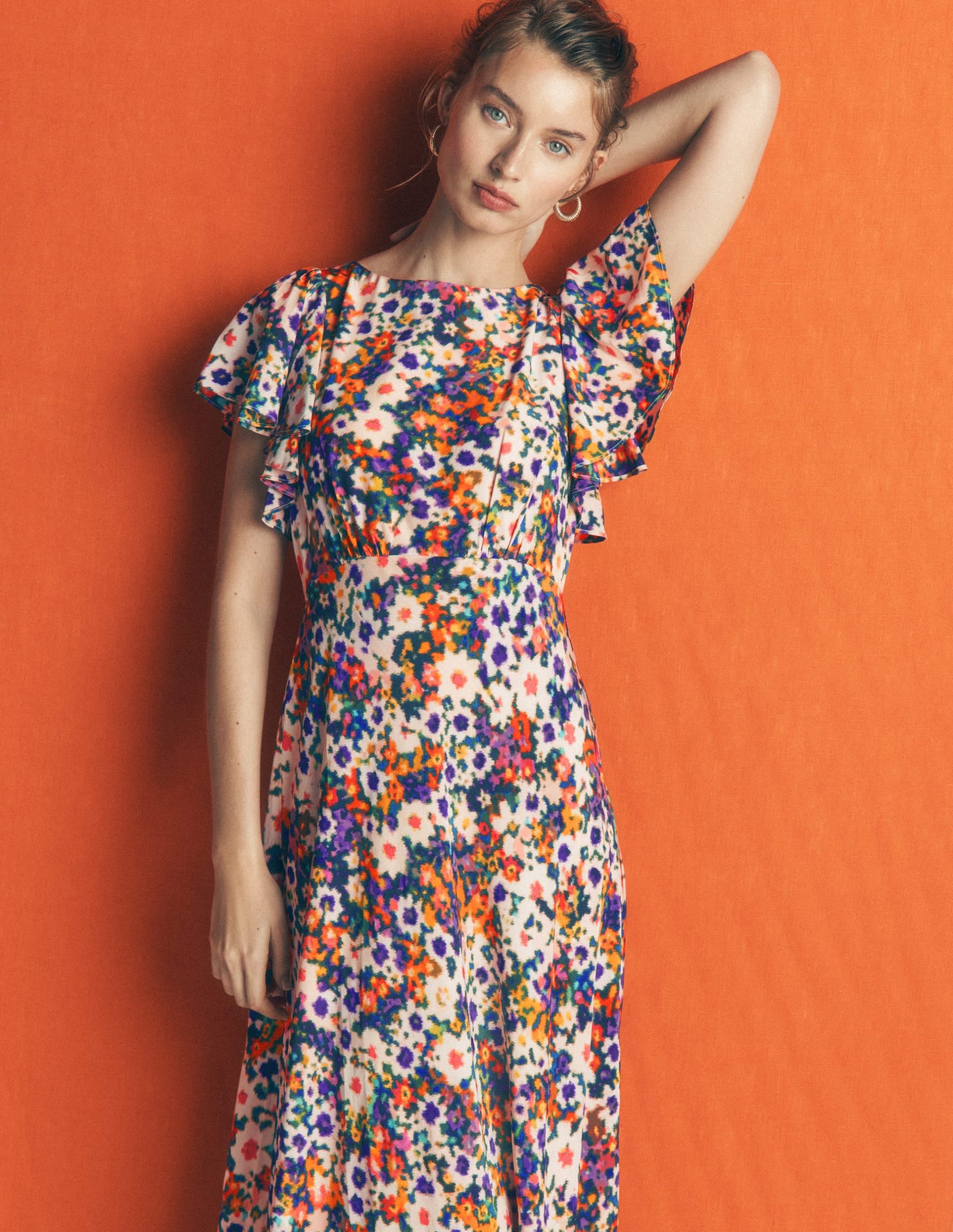 Draped Sleeve Occasion Dress-Multi. Flora Fusion - Image 2