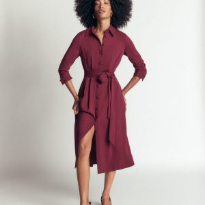 Kate Pleated Shirt Dress-Deep Wisteria