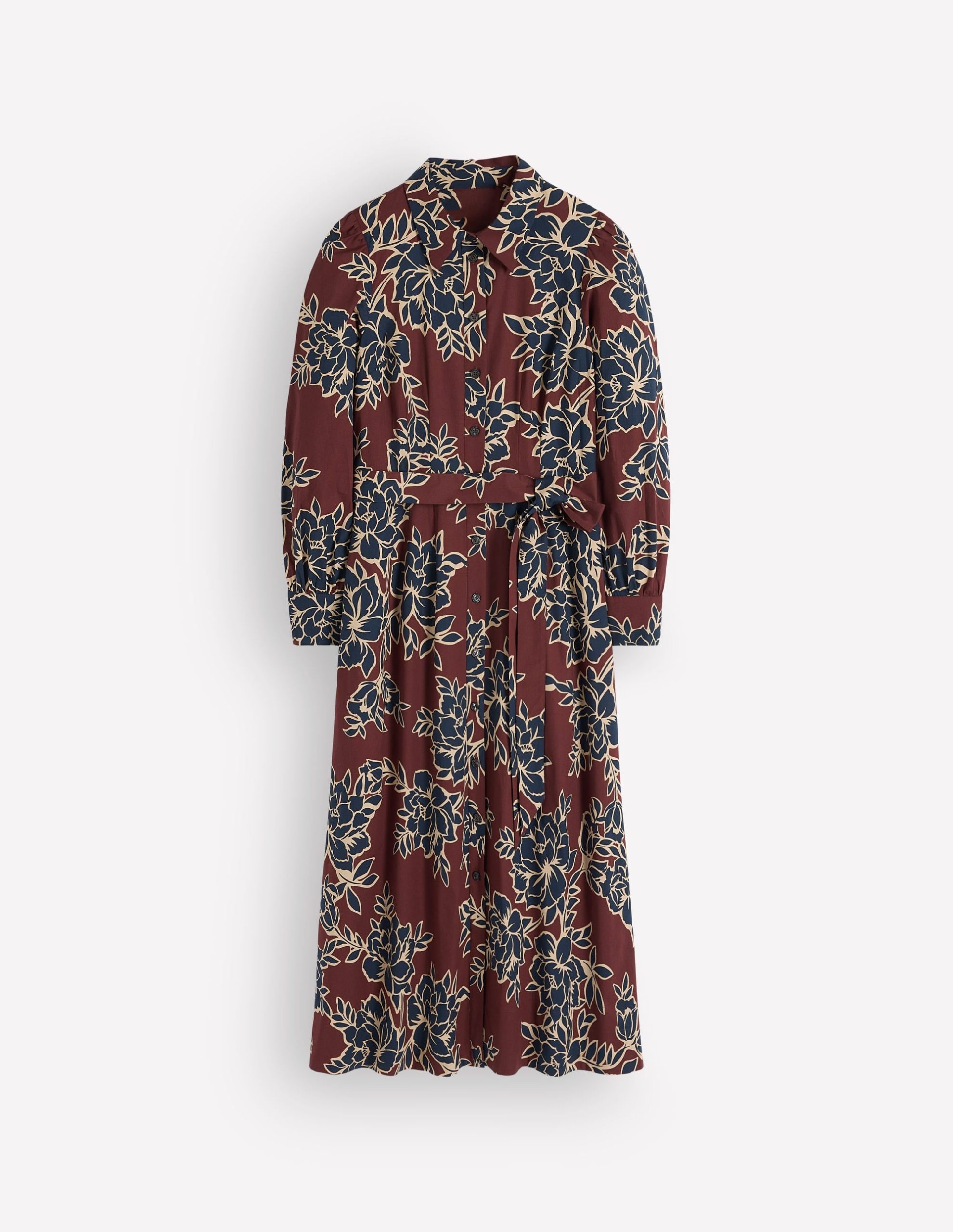 Maeve Cotton Midi Shirt Dress-Brown. Enchanted Peony Large - Image 6