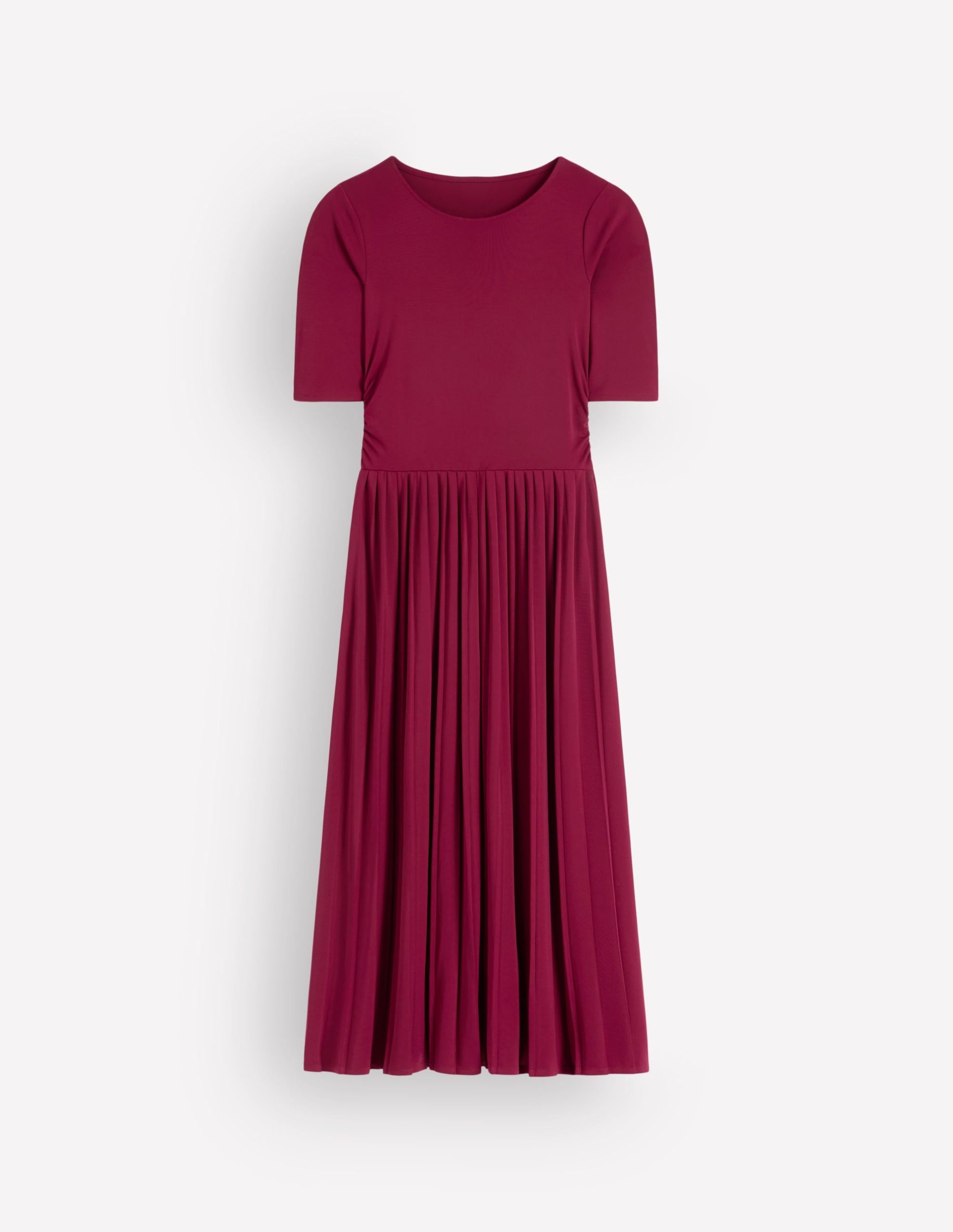 Pleated Jersey Midi Dress-Beetroot Red - Image 6