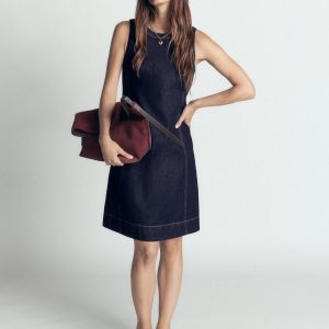 Lou Denim Shift Dress-Indigo Denim