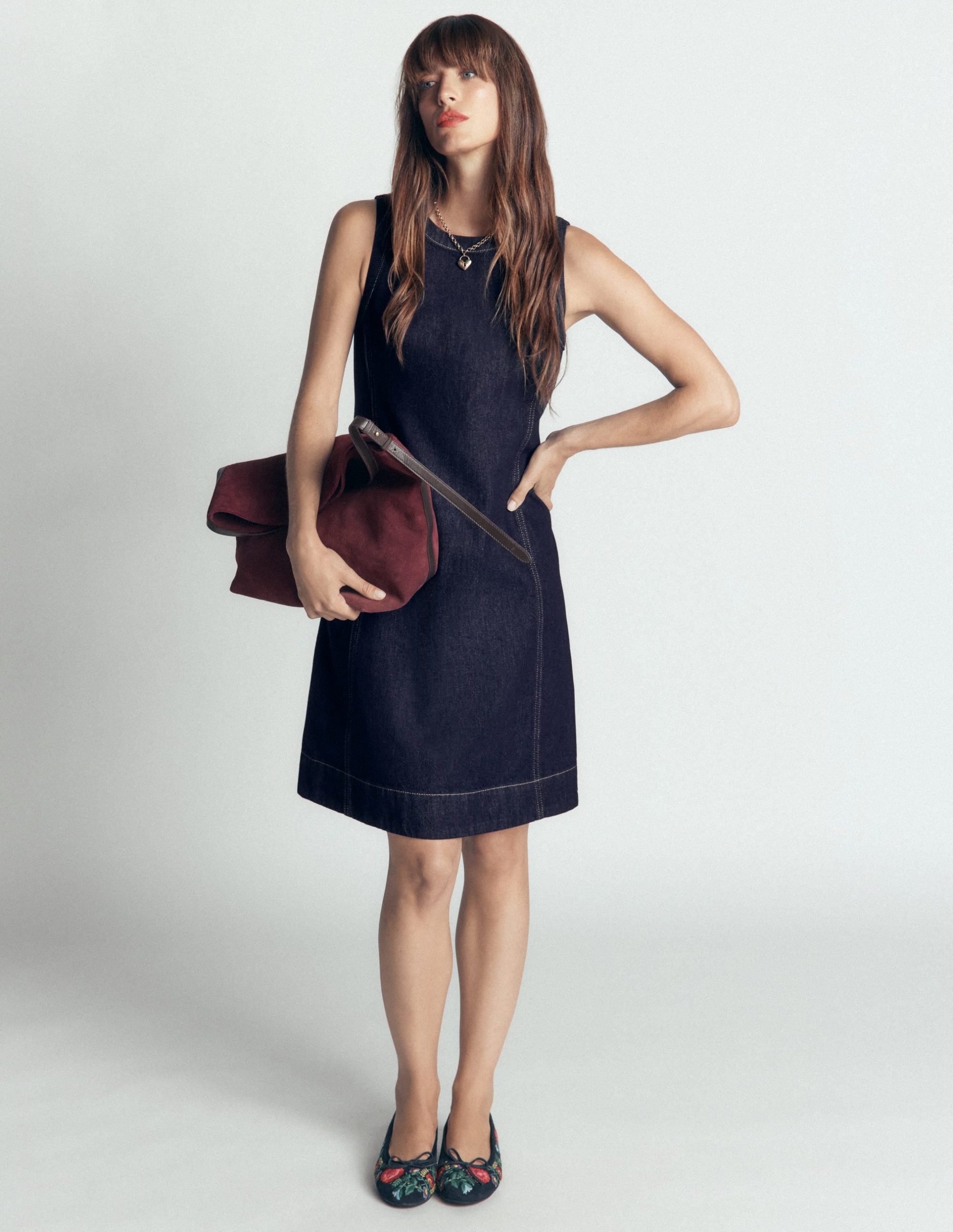Lou Denim Shift Dress-Indigo Denim