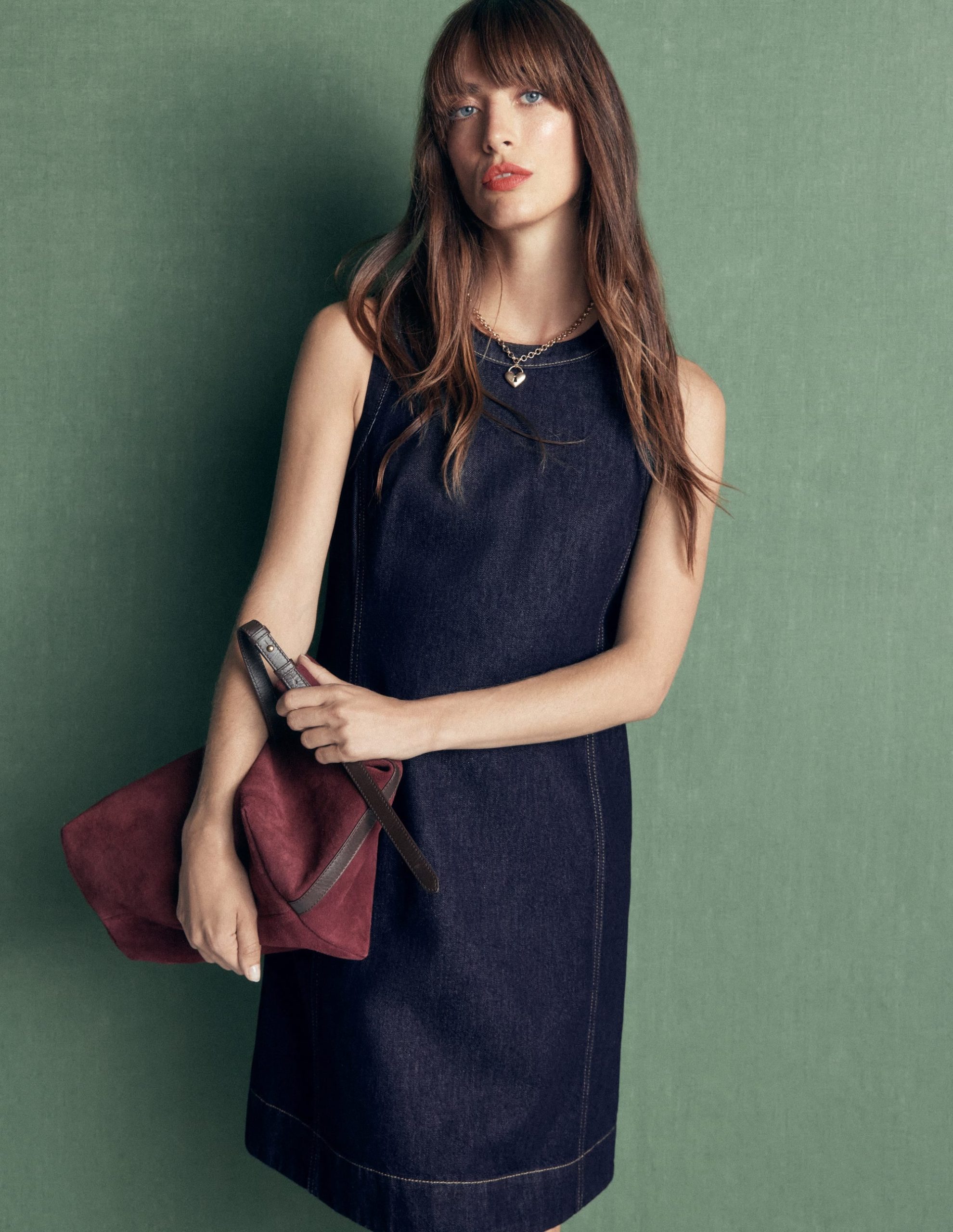 Lou Denim Shift Dress-Indigo Denim - Image 2