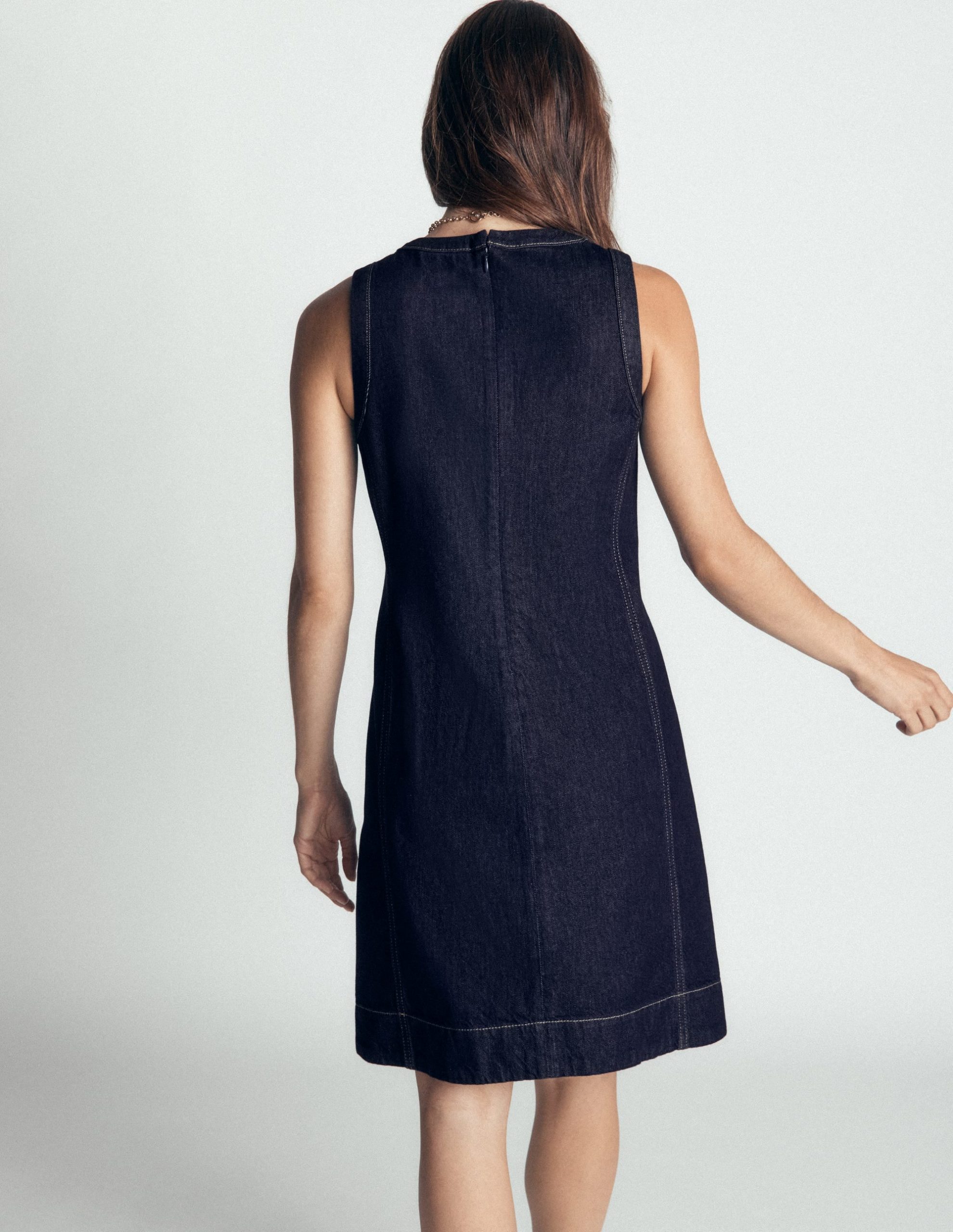 Lou Denim Shift Dress-Indigo Denim - Image 3