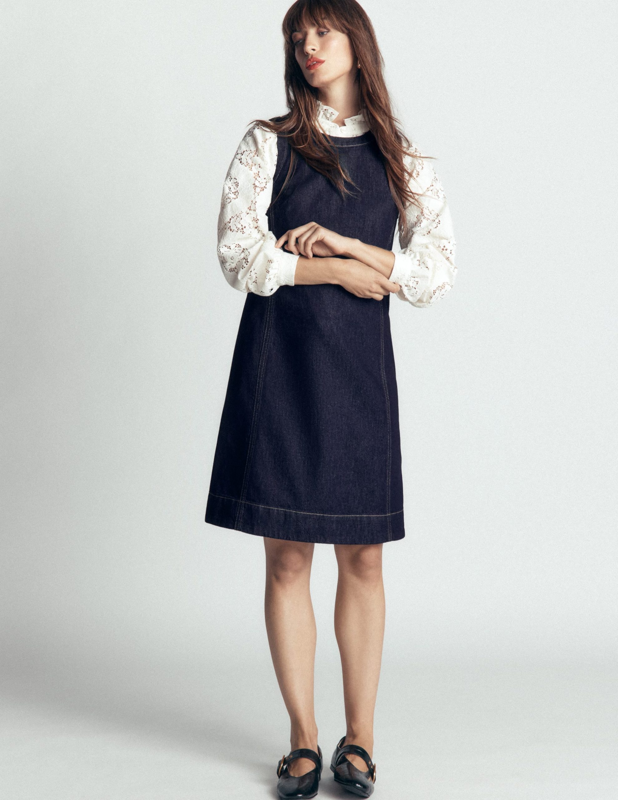 Lou Denim Shift Dress-Indigo Denim - Image 4