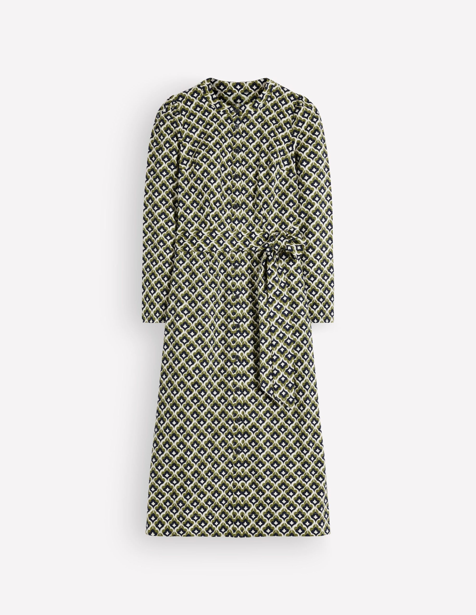 Louise Midi Shirt Dress-French Navy. Geo Party - Image 5