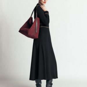 Etta Piping Detail Ponte Dress-Black. Camel
