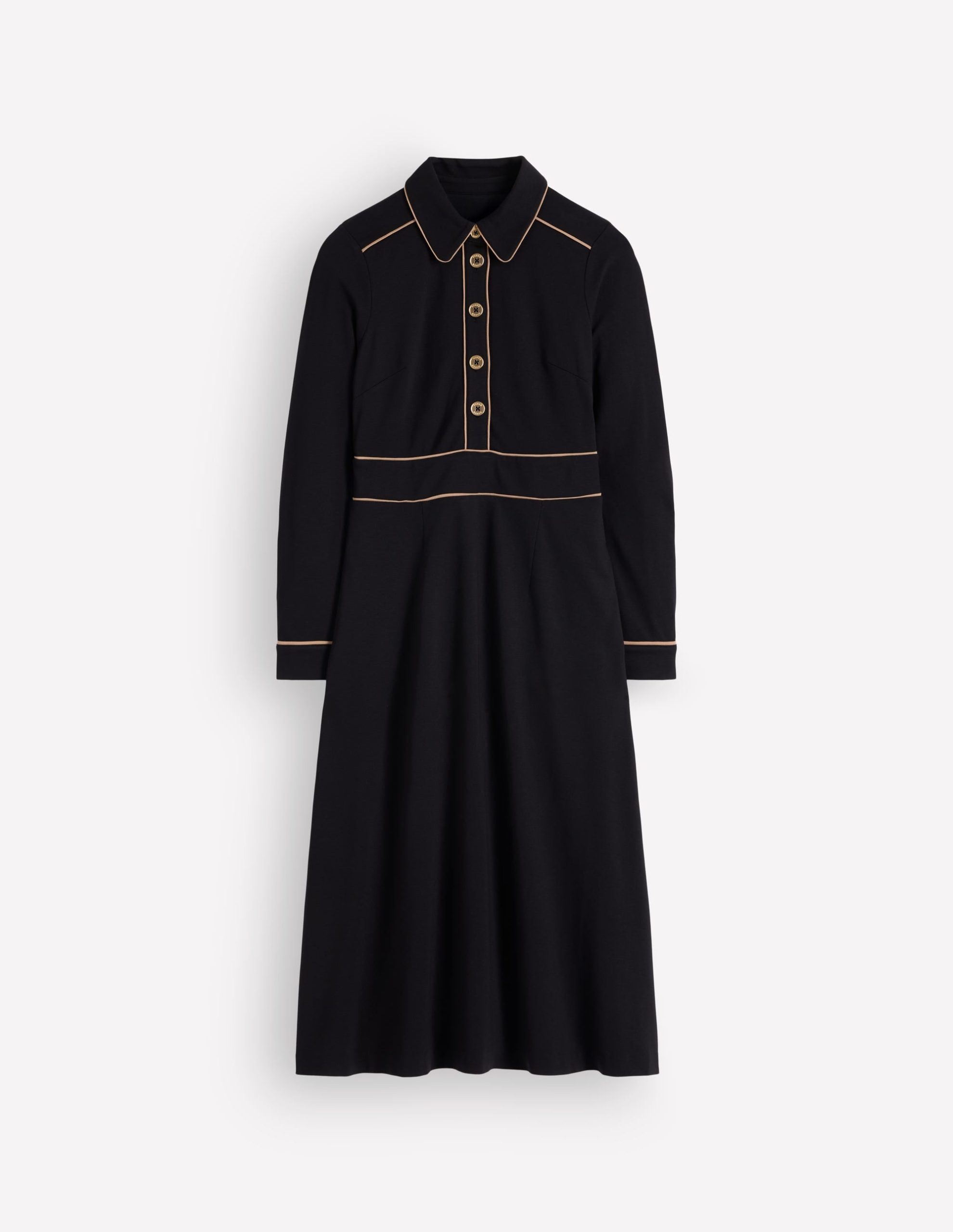 Etta Piping Detail Ponte Dress-Black. Camel - Image 4