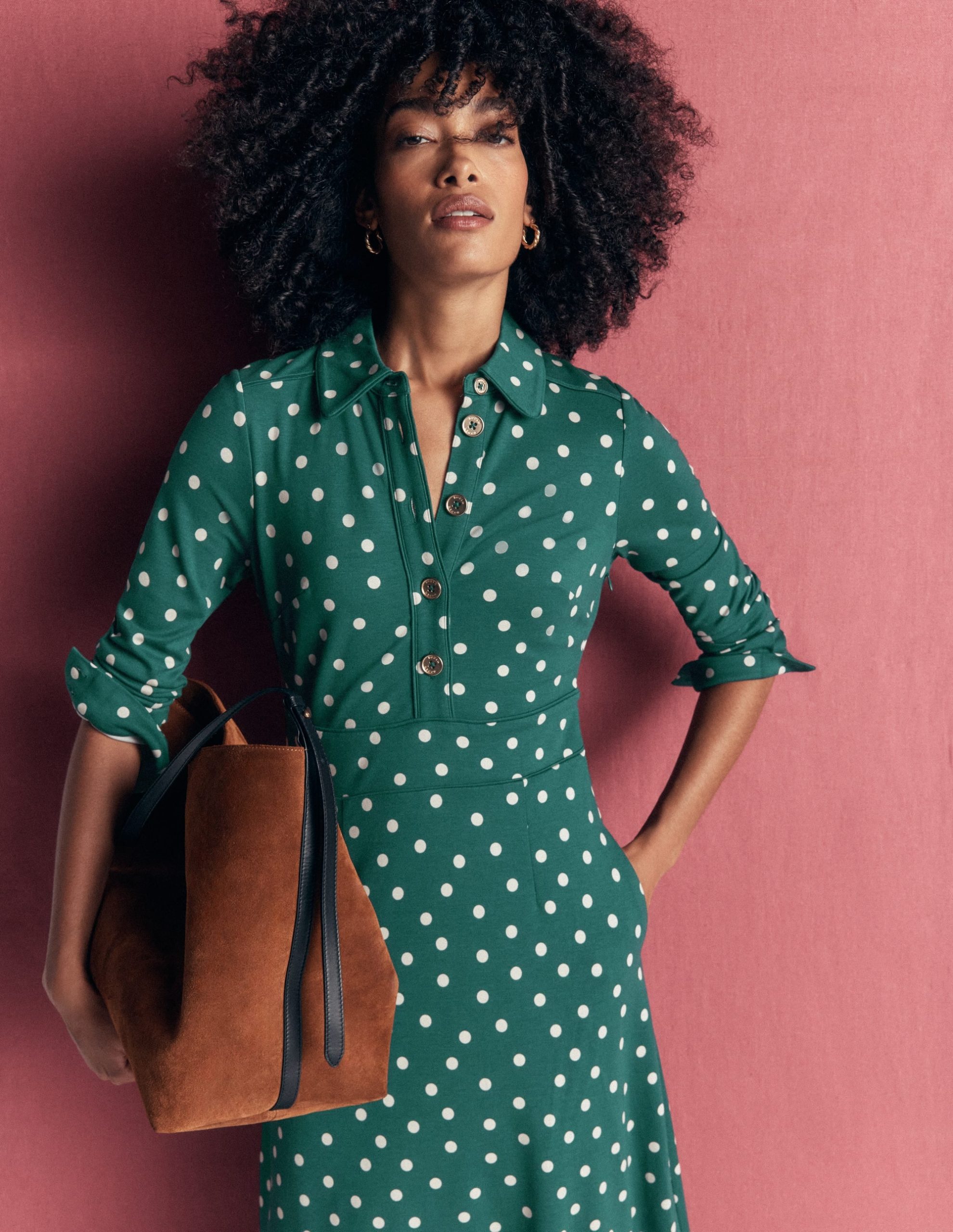 Etta Piping Detail Ponte Dress-Midnight Teal. Boden Spot