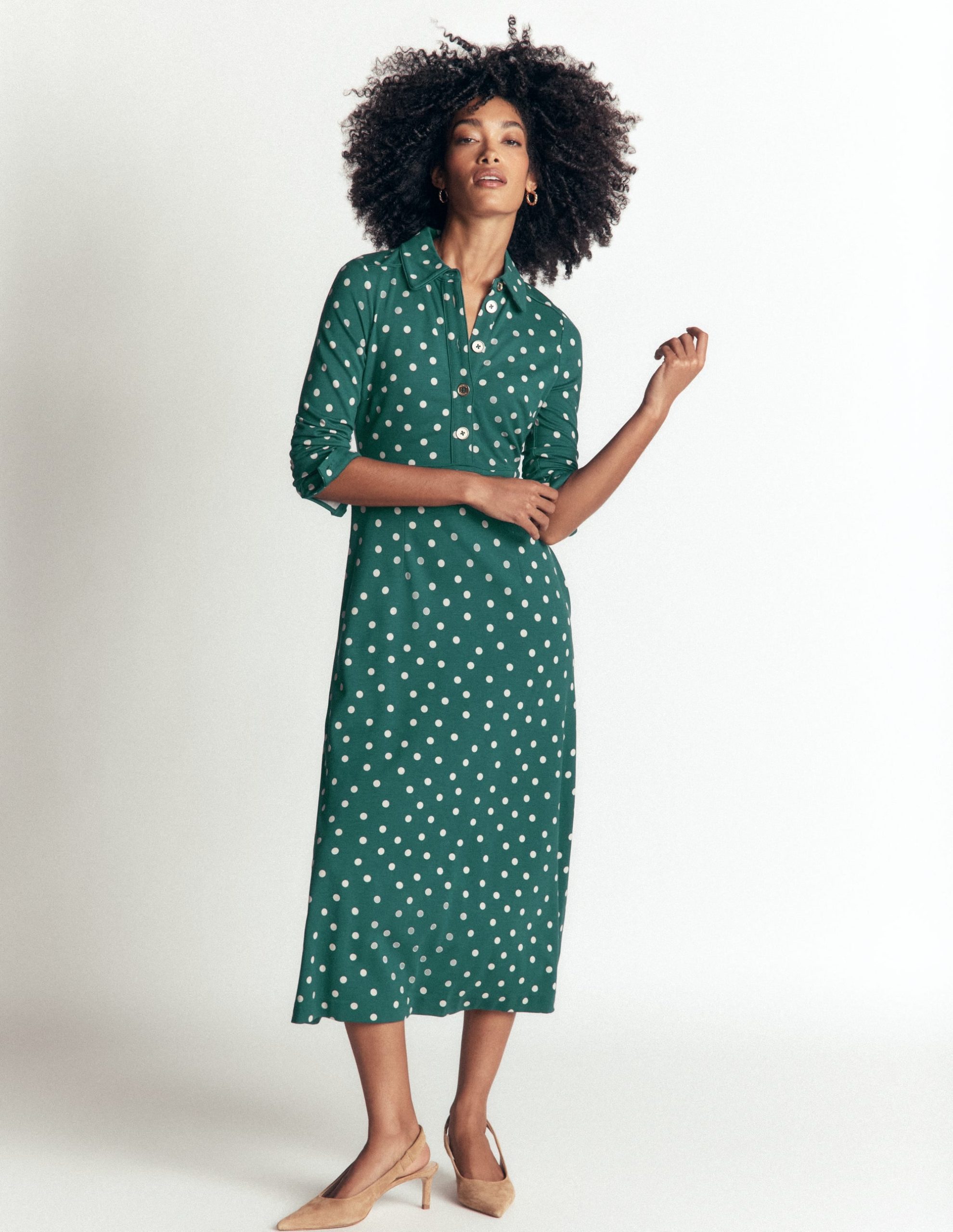 Etta Piping Detail Ponte Dress-Midnight Teal. Boden Spot - Image 2