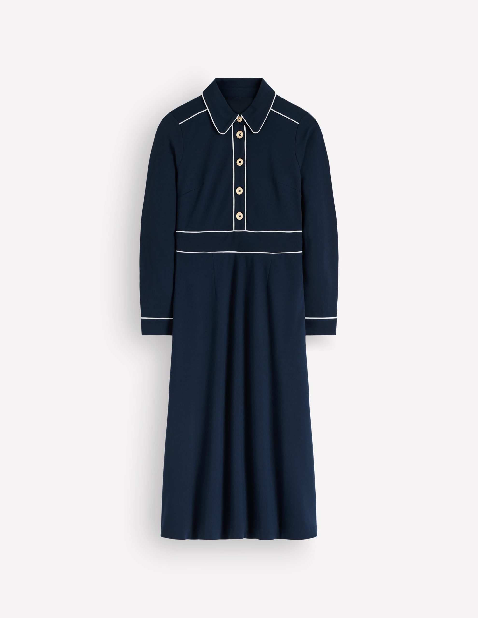 Etta Piping Detail Ponte Dress-Navy. Ivory - Image 4