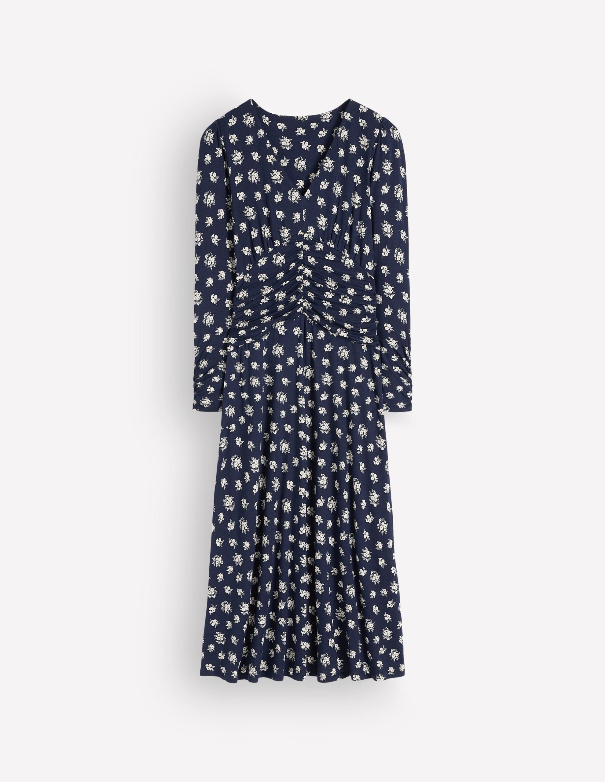 Mya Ruched Jersey Midi Dress-French Navy. Delicate Garden - Image 5