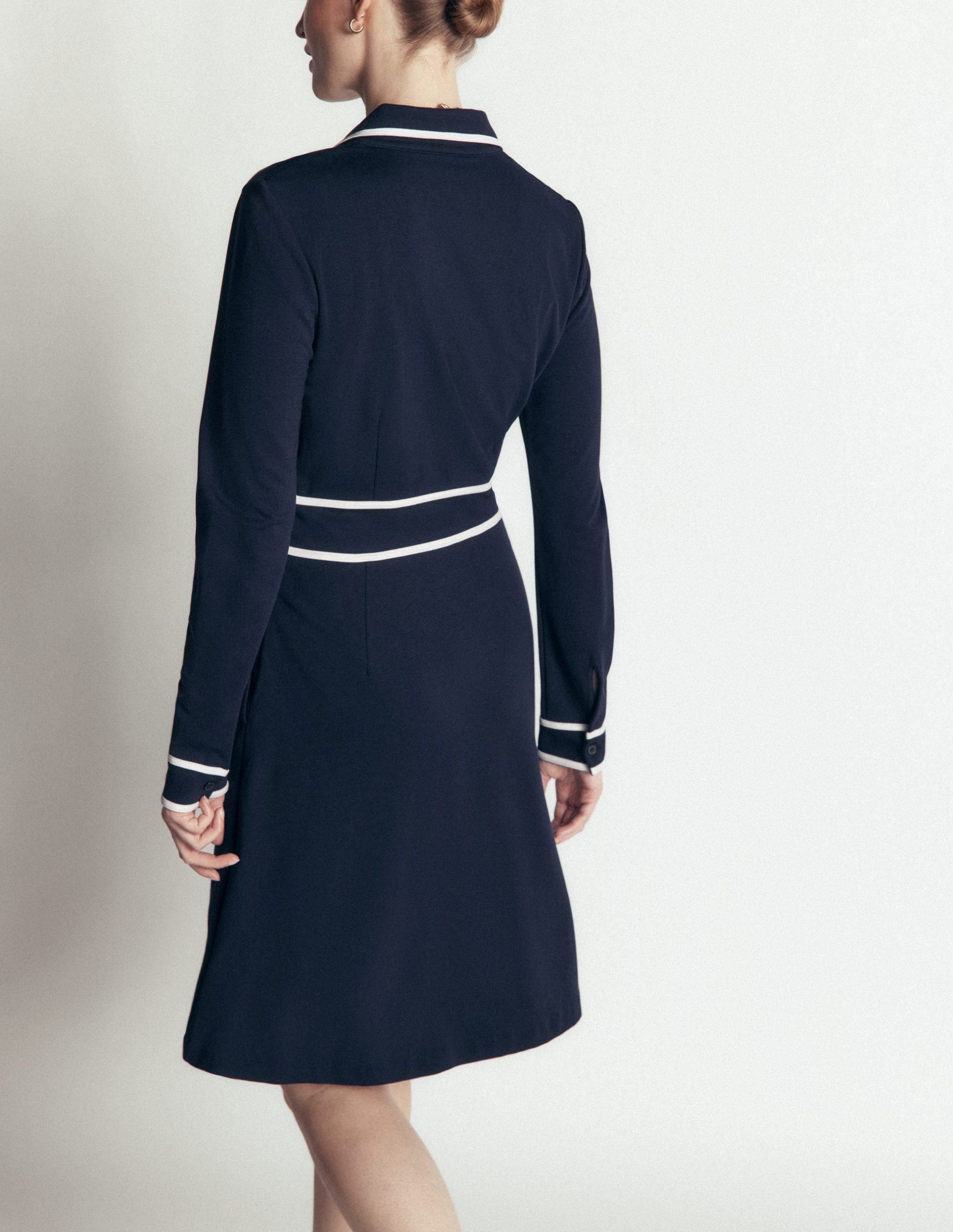 Ula Ponte Short Dress-Navy. Ivory - Image 3