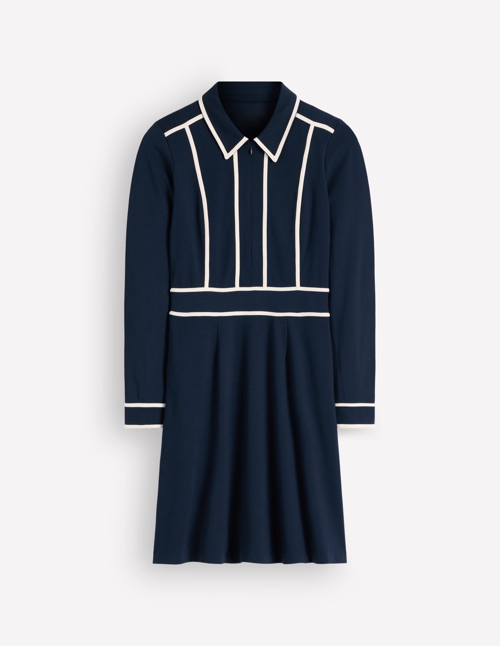 Ula Ponte Short Dress-Navy. Ivory - Image 5