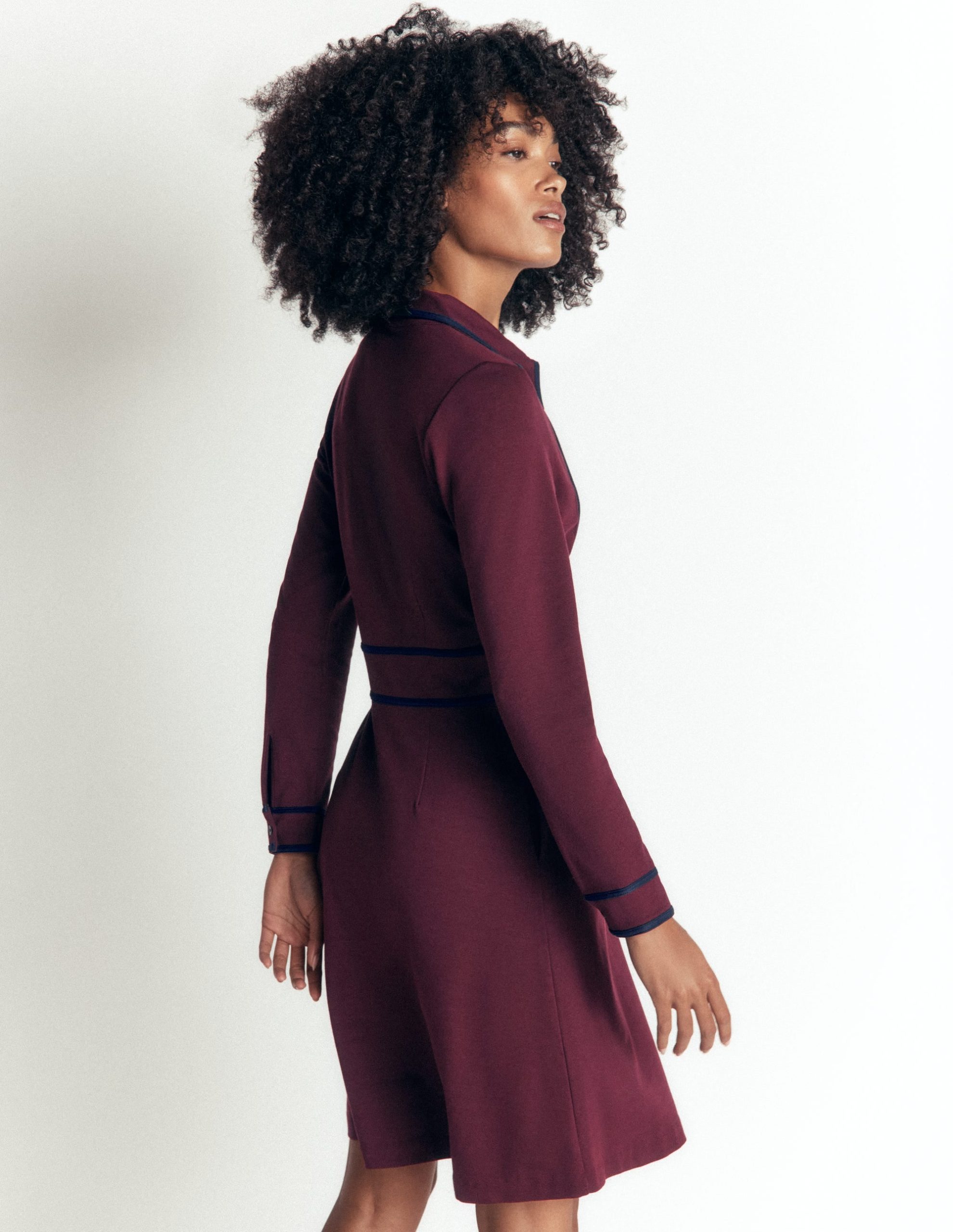 Ula Ponte Short Dress-Dark Cherry. Navy - Image 2