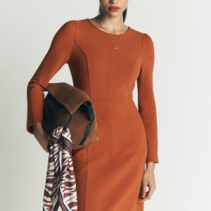Marla Seamed Ottoman Dress-Gingerbread