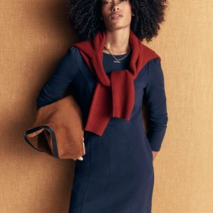 Marla Seamed Ottoman Dress-Navy