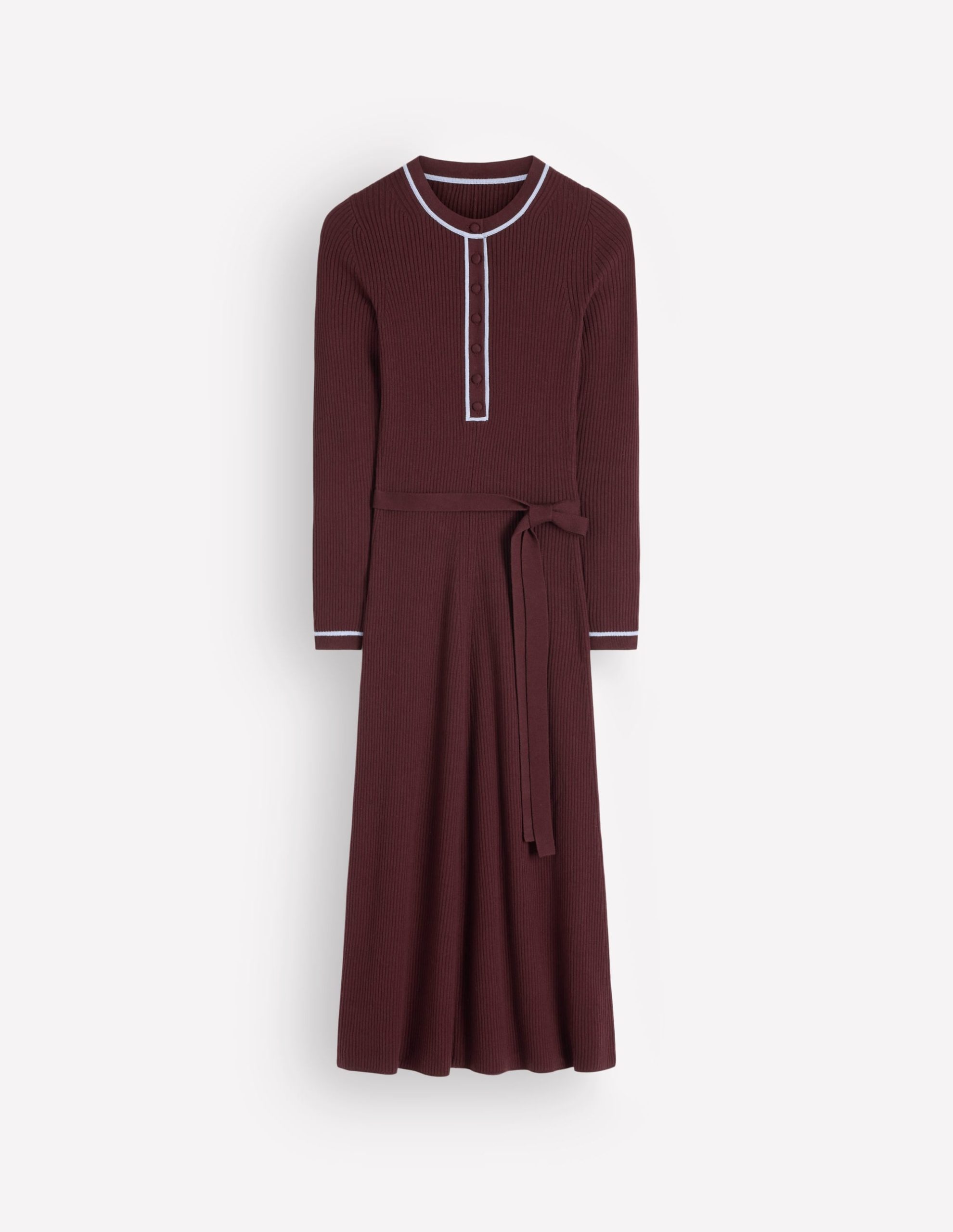 Paula Ribbed Crew Dress-Raw Umber. Faded Denim - Image 7