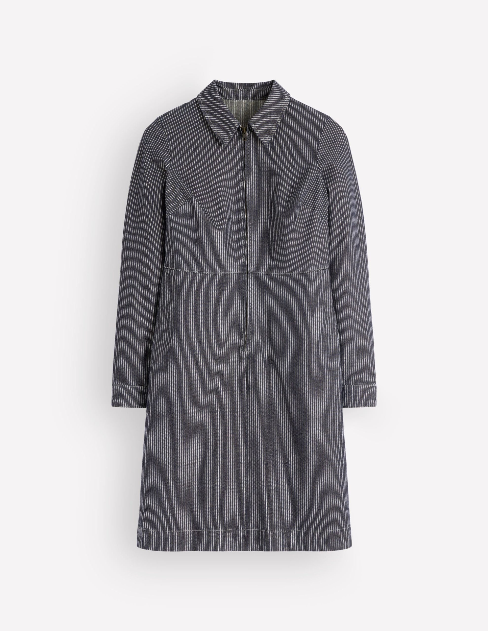 Bronte Denim Short Dress-Fine Denim Ticking Stripe - Image 6
