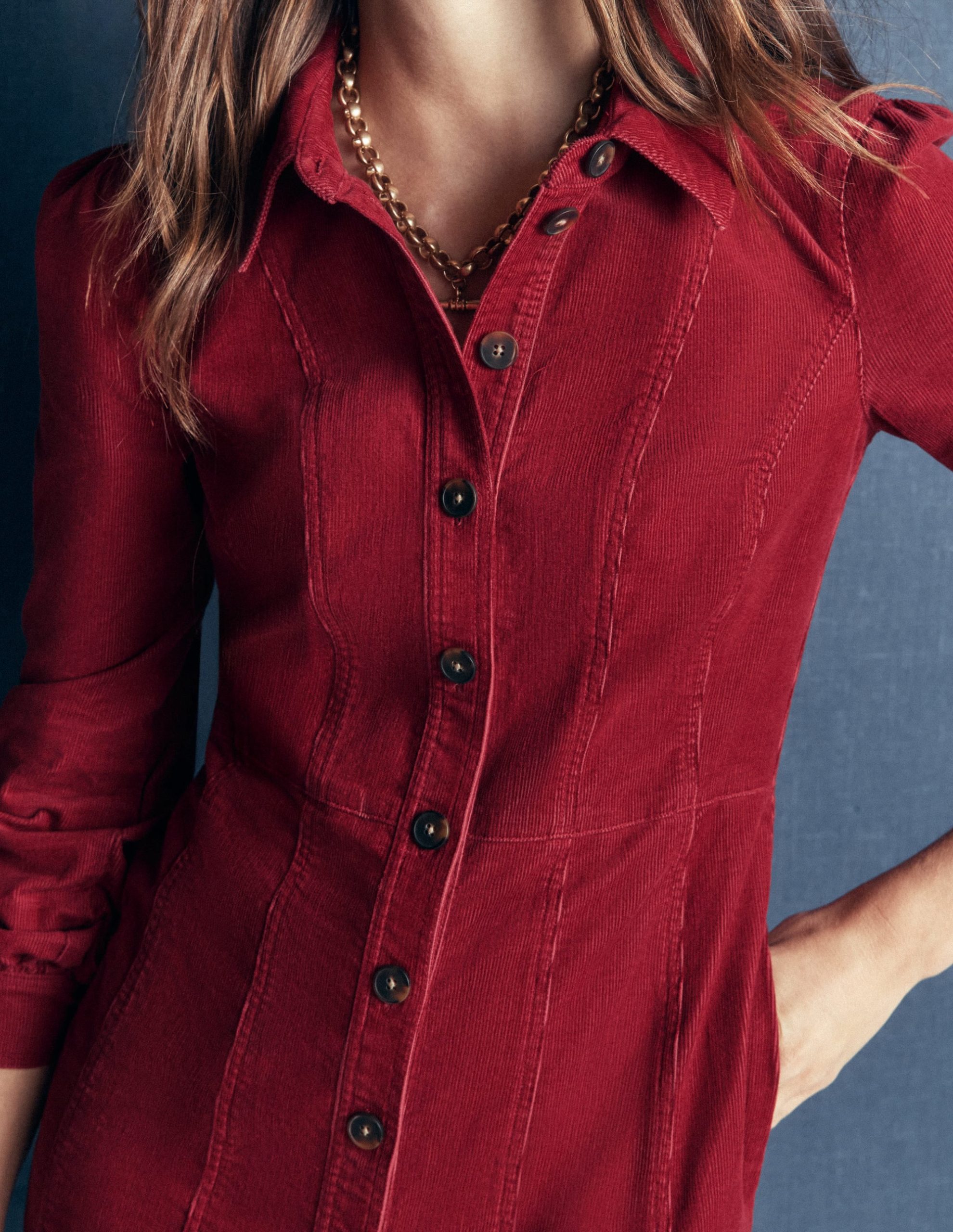 Rhoda Cord Short Dress-Red Earth - Image 2