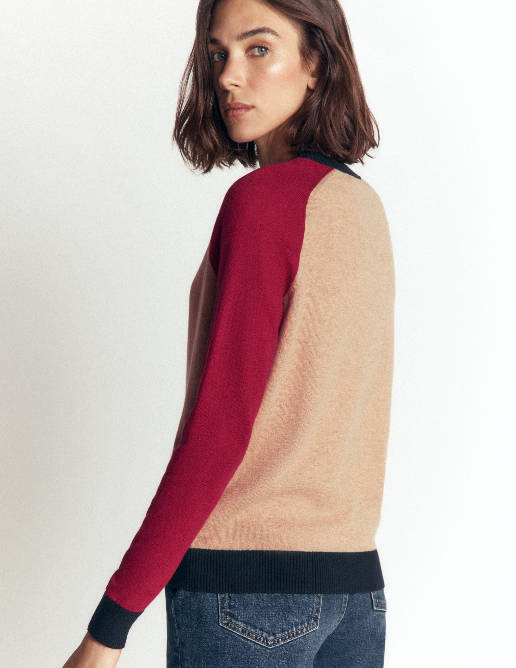 Meg Raglan Sleeve Sweater-Camel melange. red - Image 2
