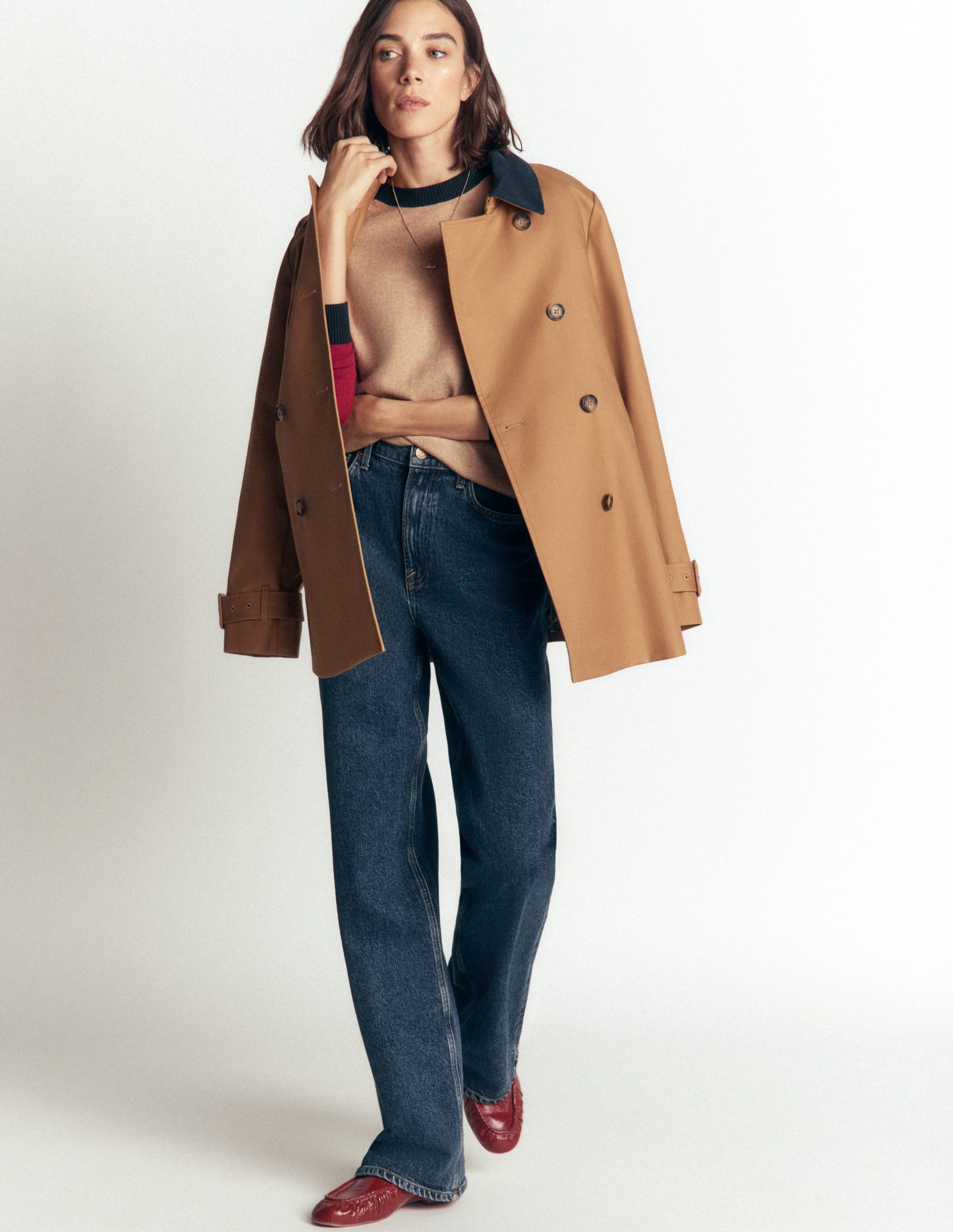 Meg Raglan Sleeve Sweater-Camel melange. red - Image 3