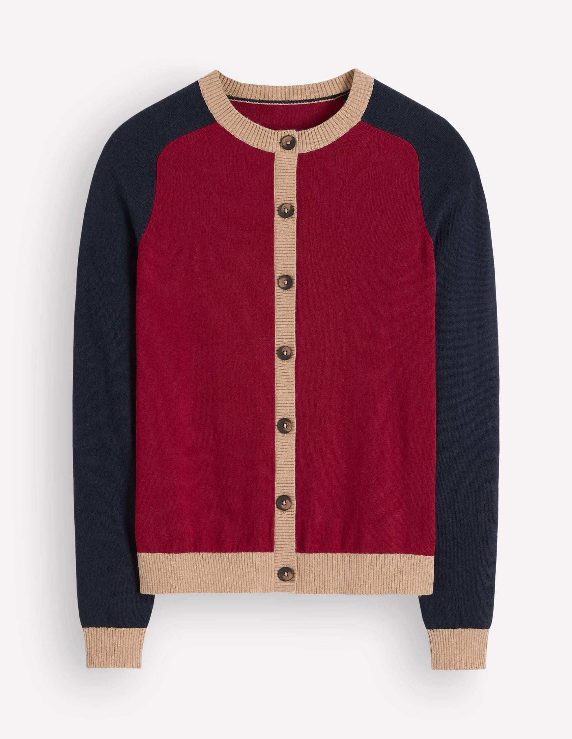 Meg Raglan Sleeve Cardigan-Red colour block - Image 5