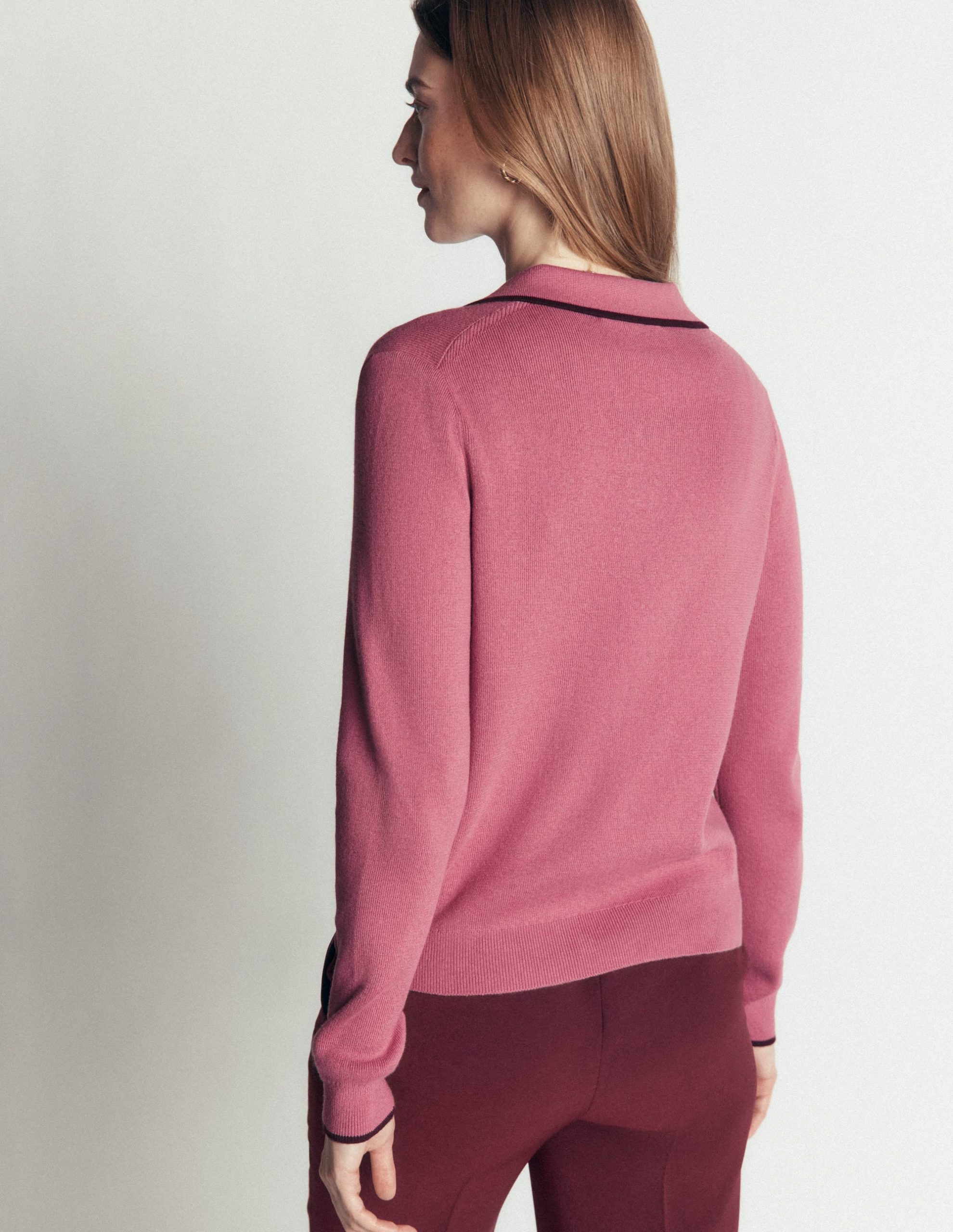 Liz Henley Sweater-Pink Heather - Image 3
