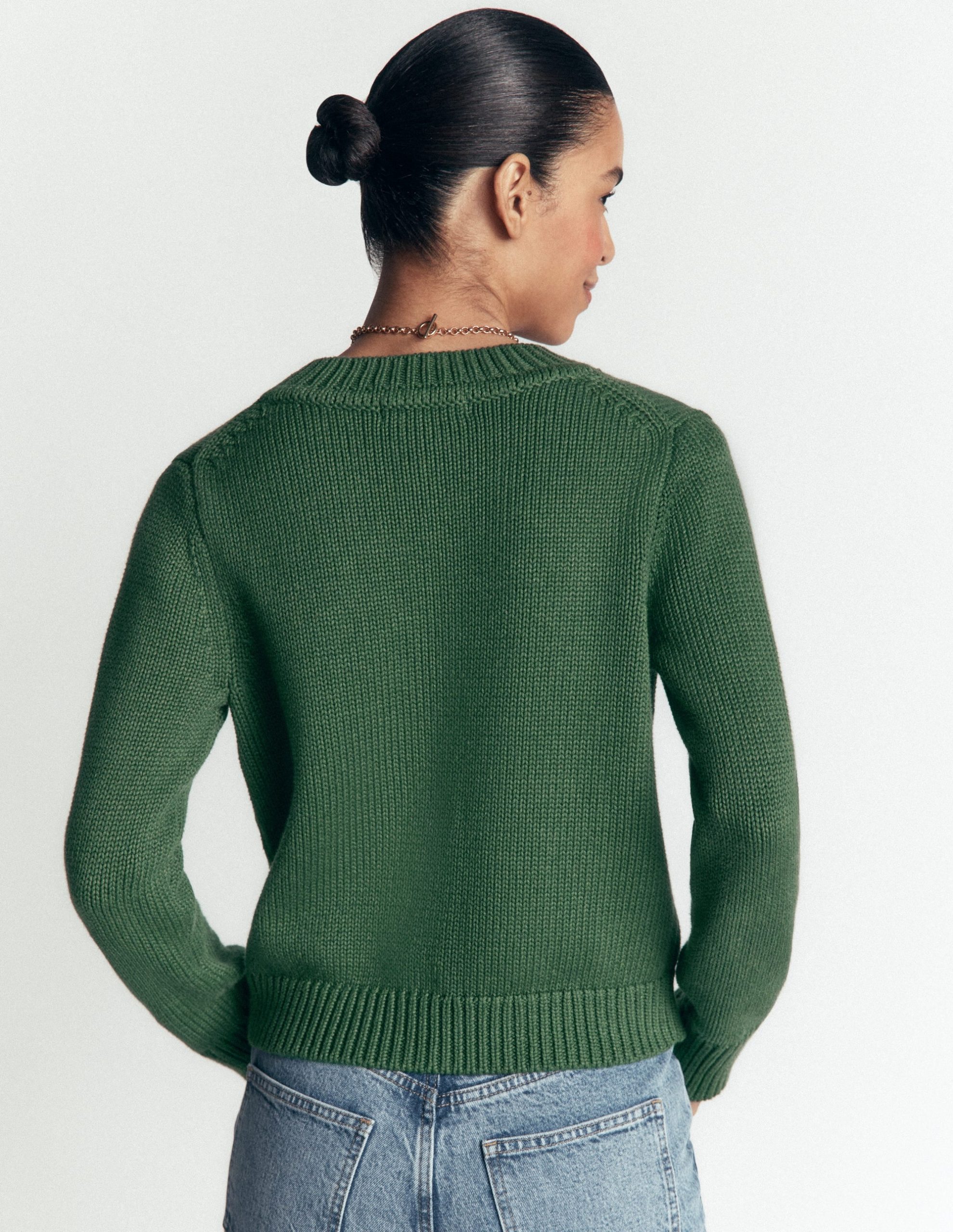 Lucy Chunky Cotton Cardigan-highland green - Image 4