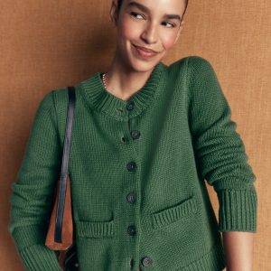 Lucy Chunky Cotton Cardigan-highland green