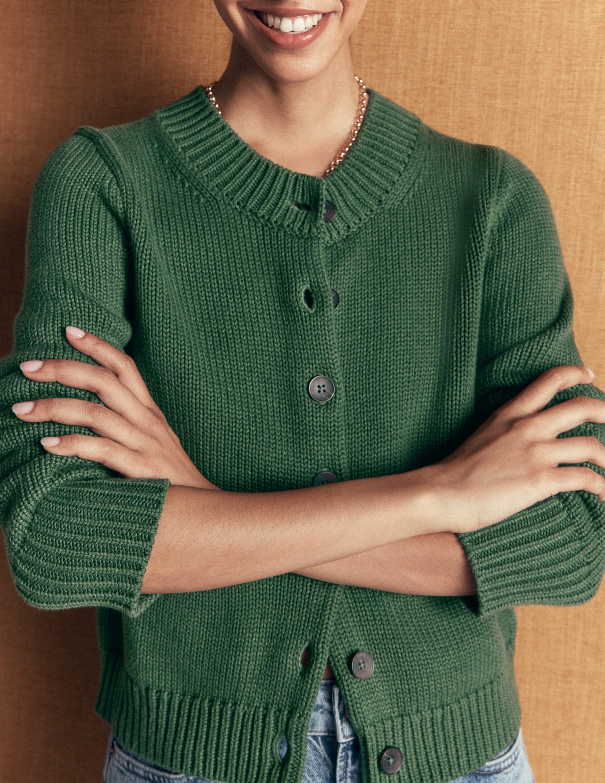 Lucy Chunky Cotton Cardigan-highland green - Image 3