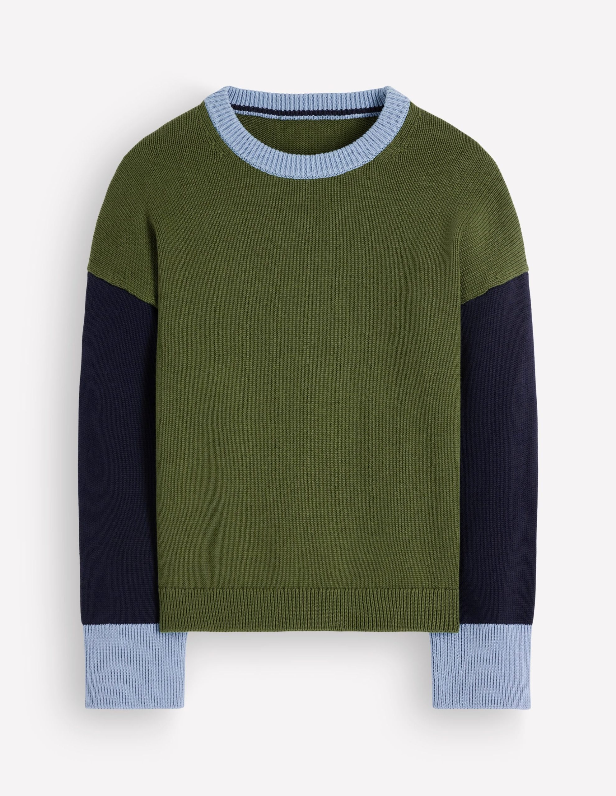 Lucy Relaxed Cotton Sweater-Green colour block - Image 5